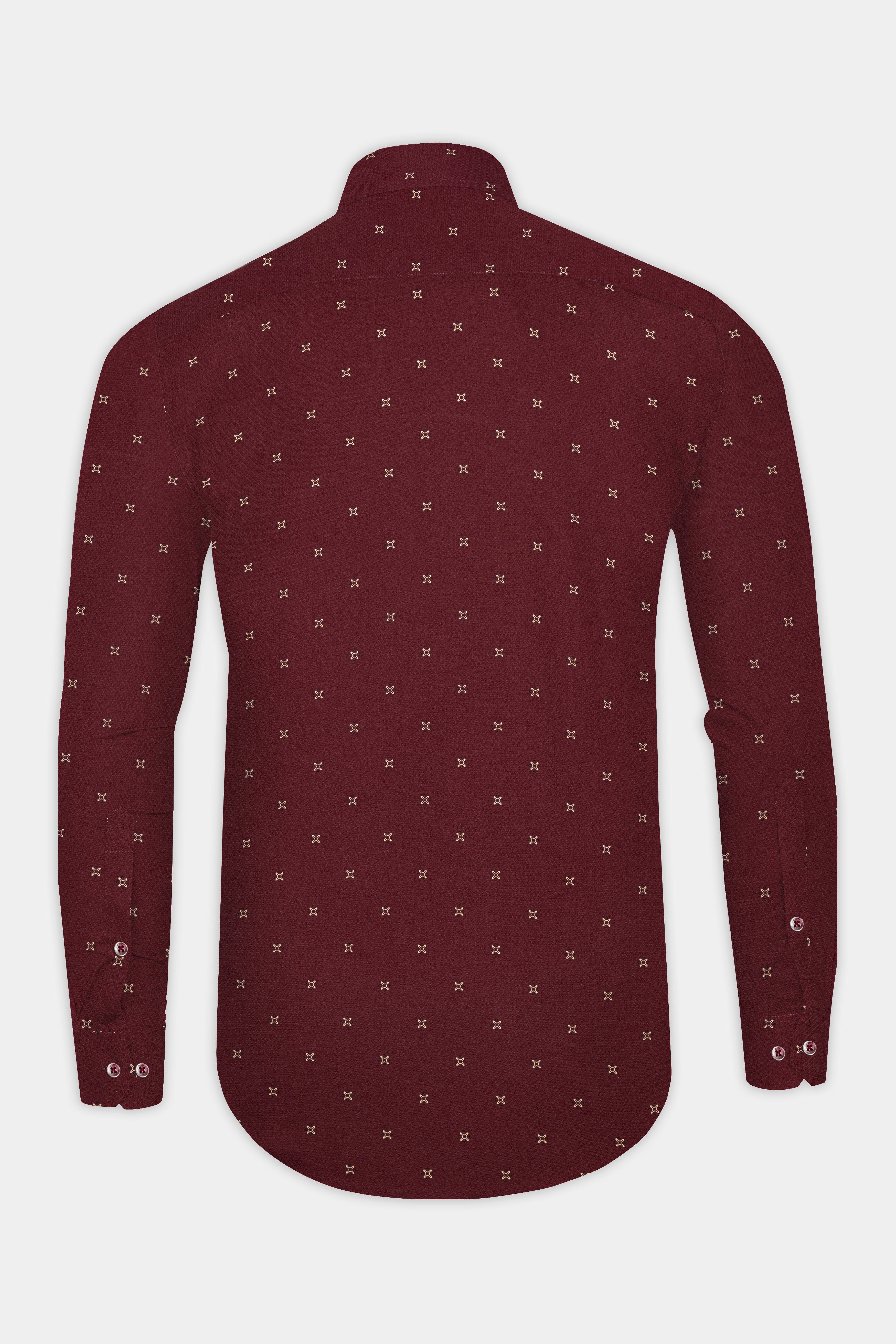 Autumn Ember-Russett Maroon Dobby Textured Premium Giza Cotton Shirt