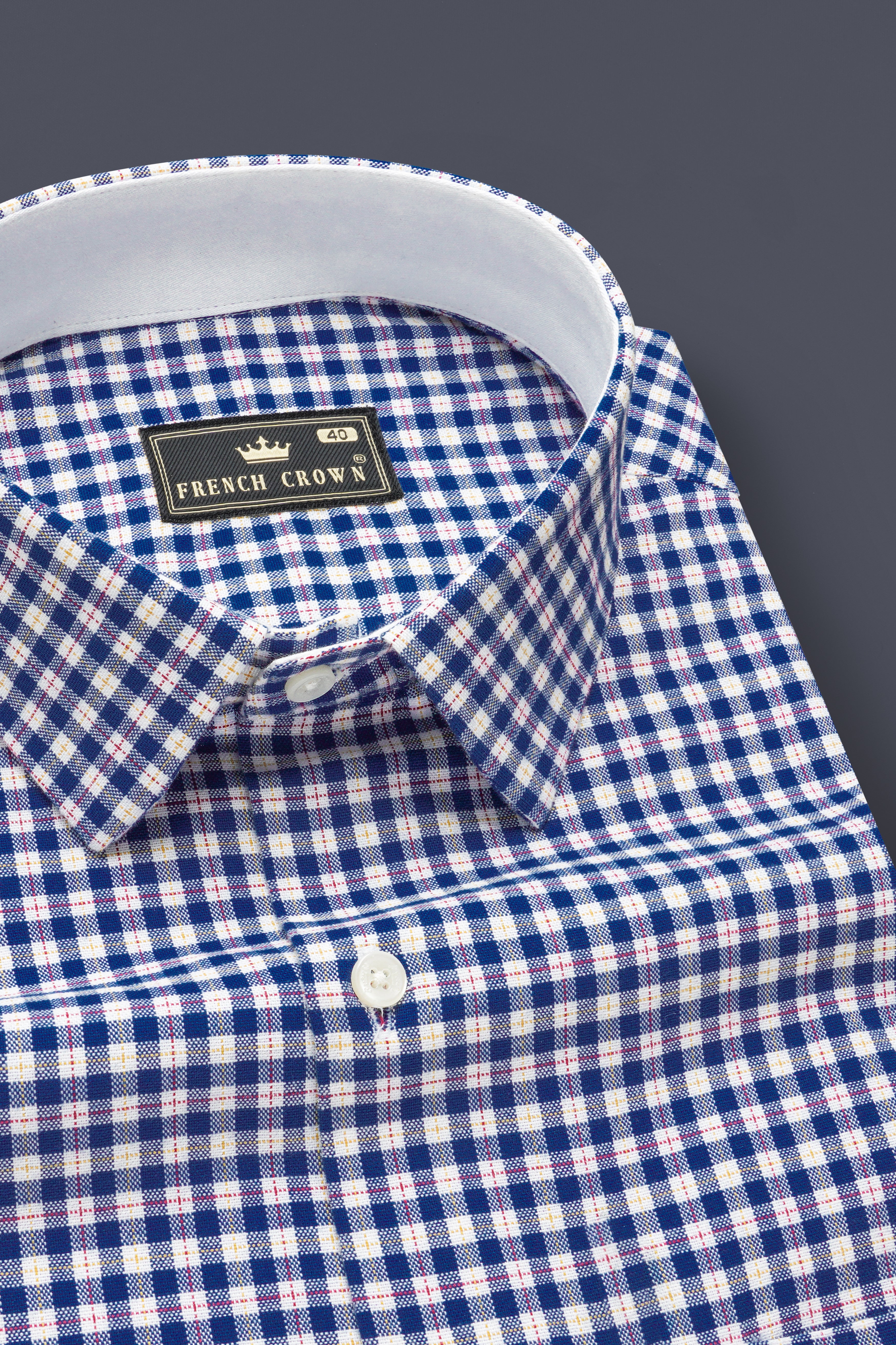 Seabreeze-Biscay Blue And Bright White Gingham Checked Oxford Premium Cotton Shirt