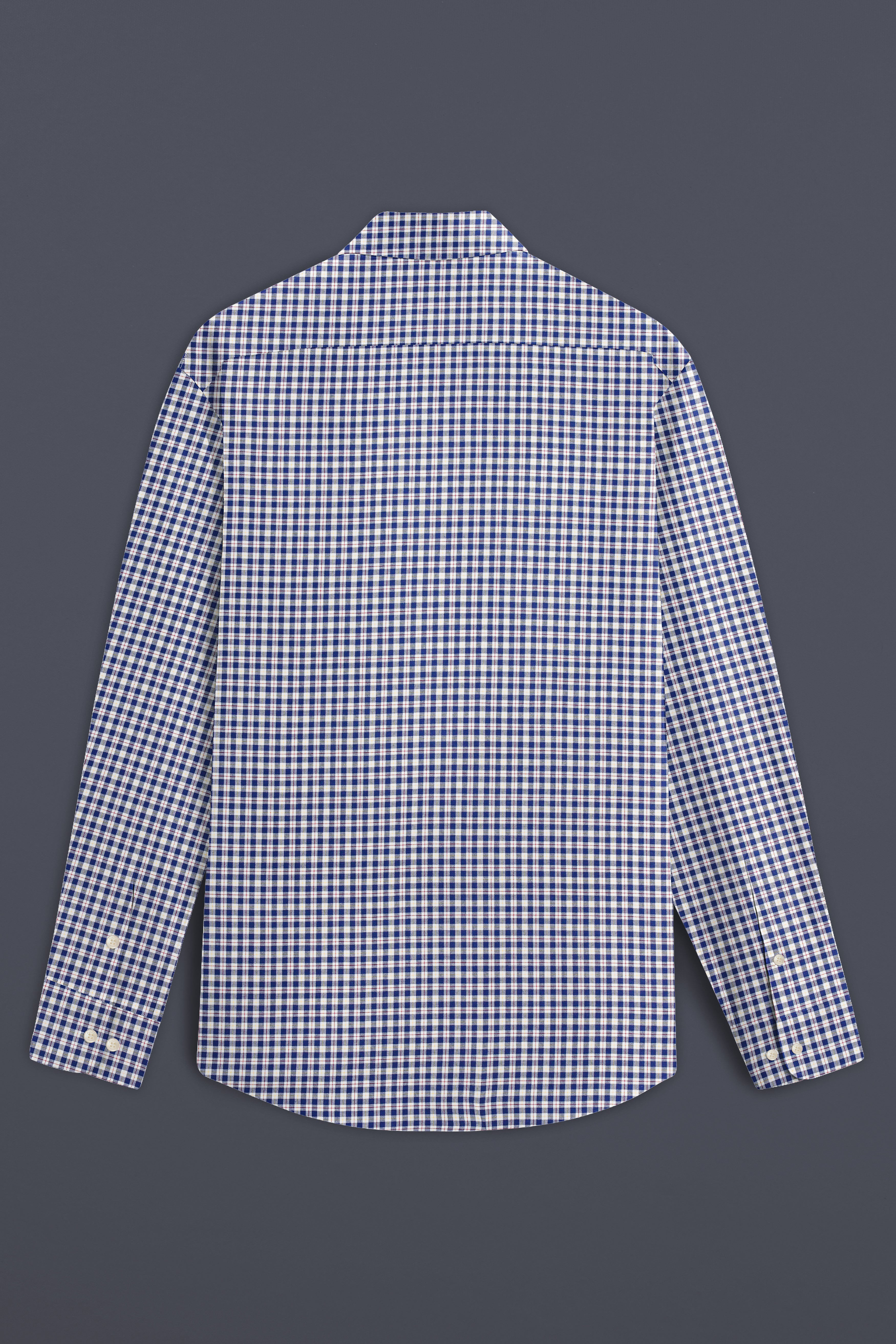 Seabreeze-Biscay Blue And Bright White Gingham Checked Oxford Premium Cotton Shirt