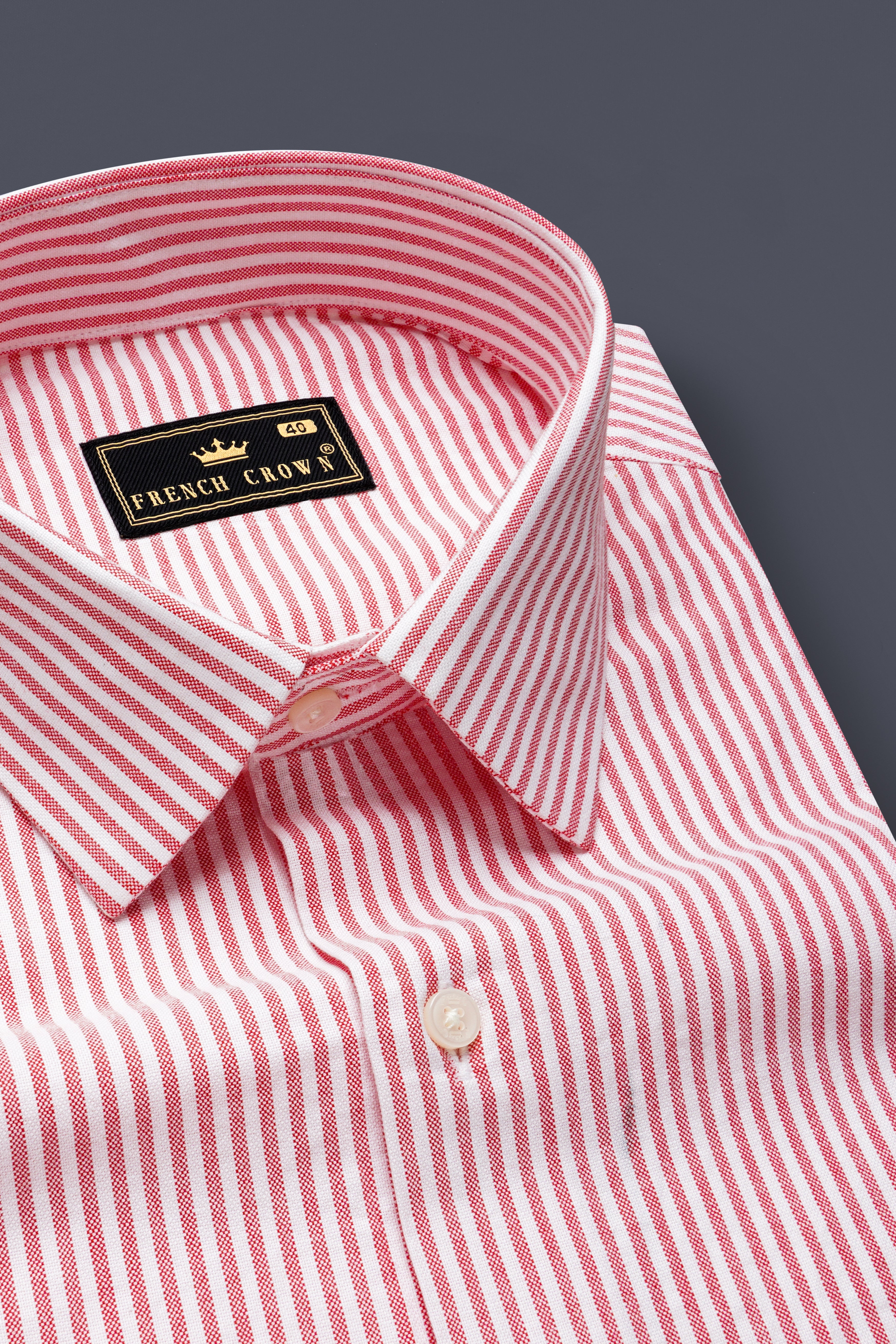 Rose Quartz-Cadillac Pink And Bright White Striped Oxford Premium Cotton Shirt