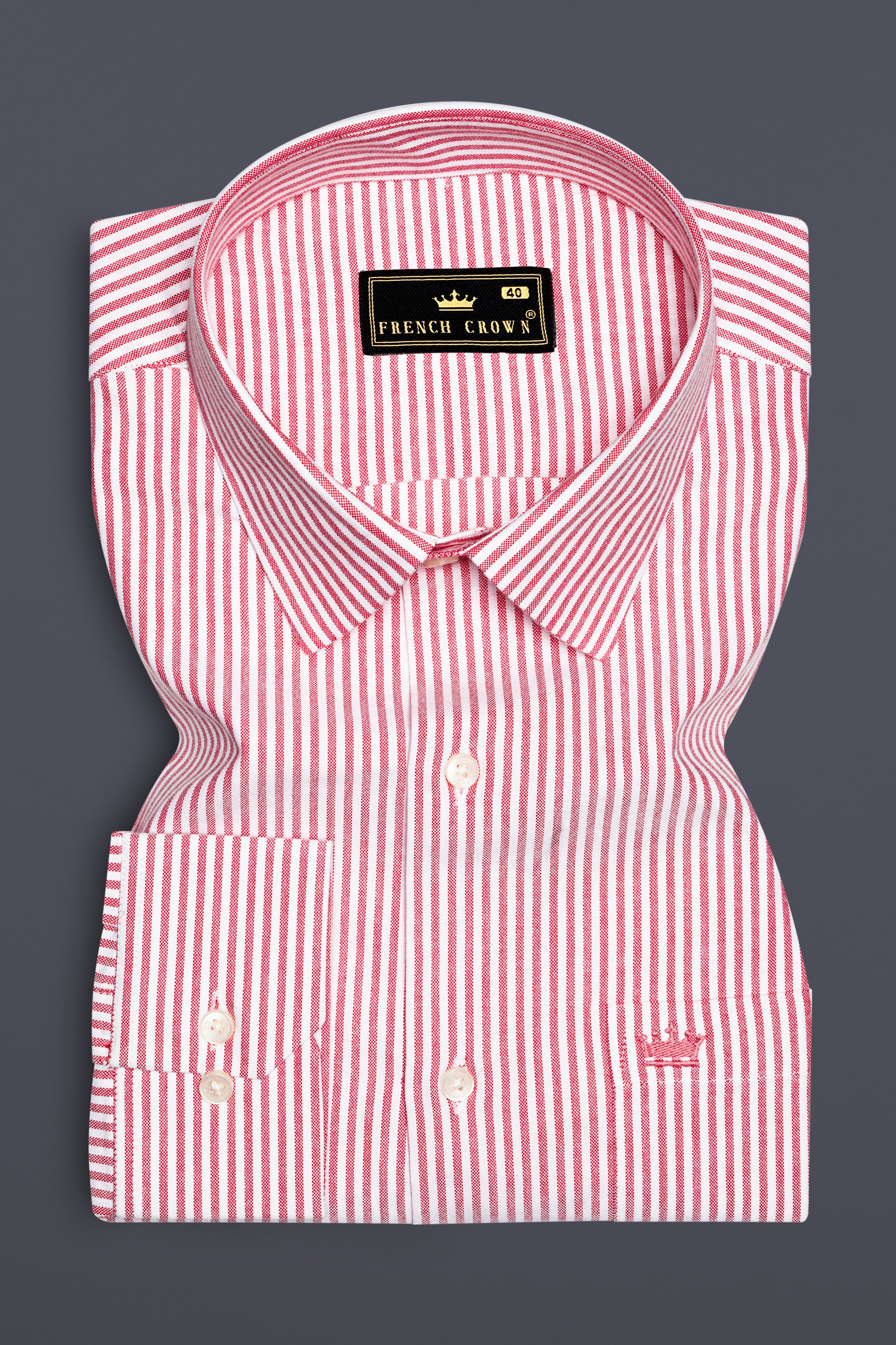 Rose Quartz-Cadillac Pink And Bright White Striped Oxford Premium Cotton Shirt