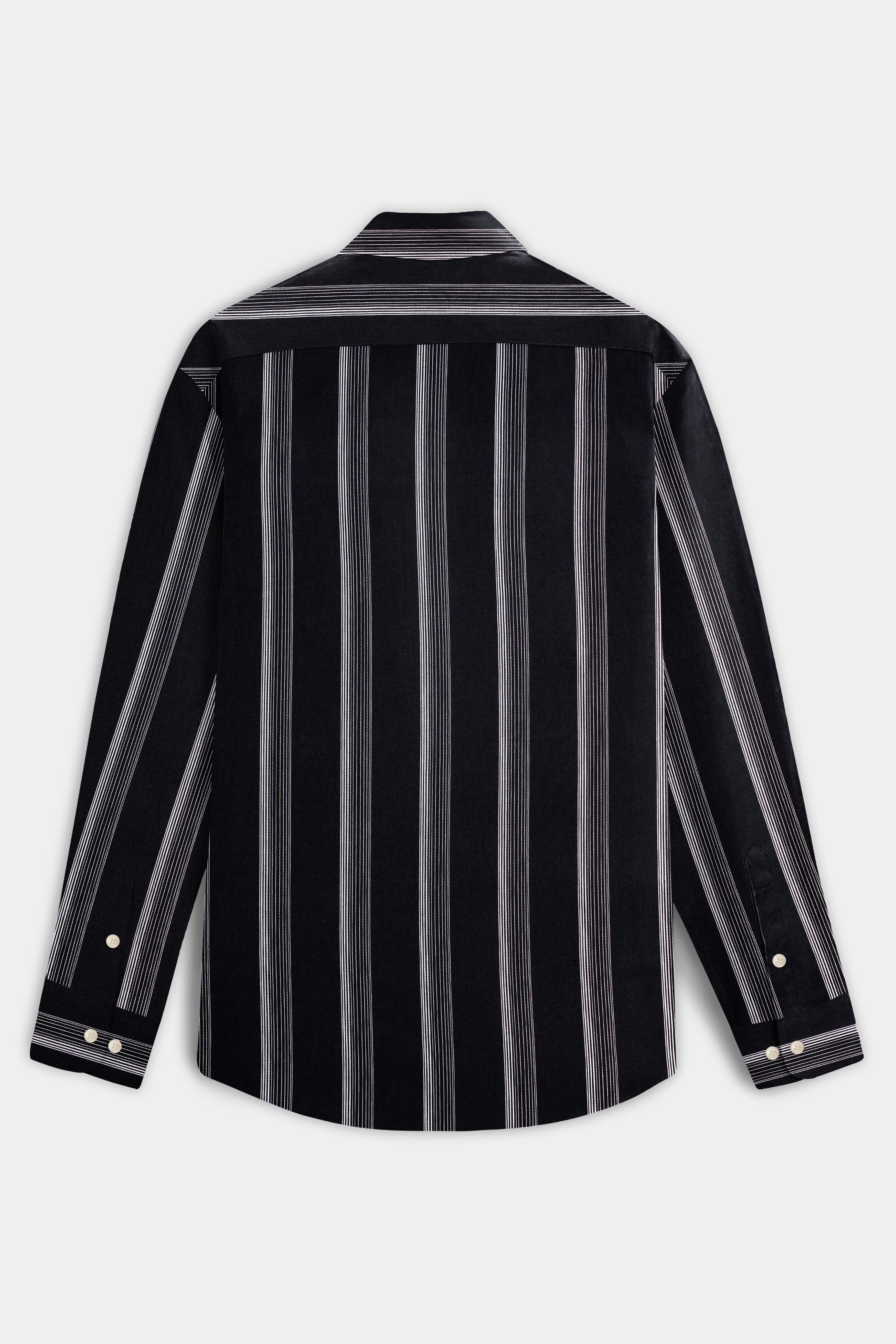 Onyx-Jade Black Striped Oxford Premium Cotton Shirt