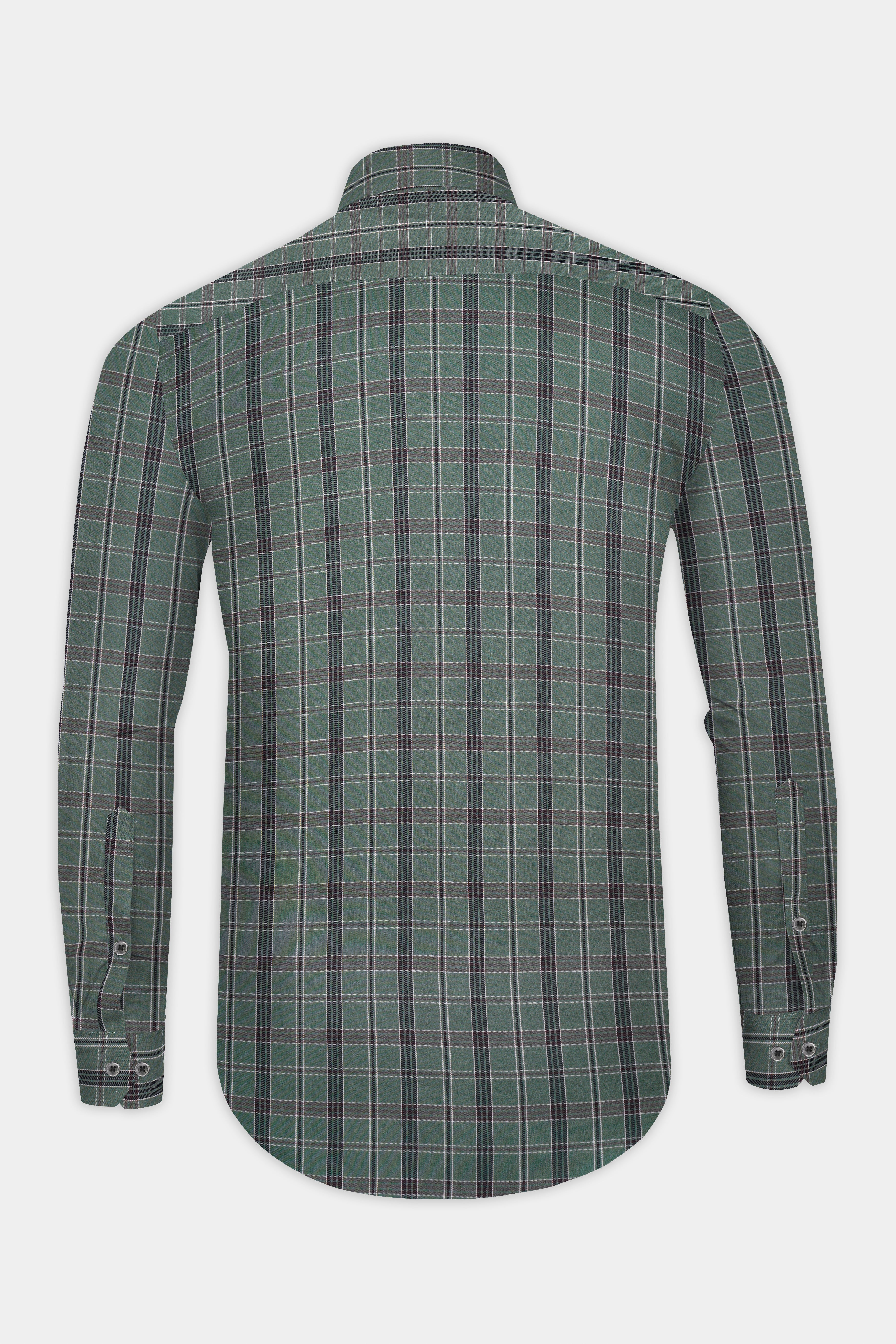 Olive Twill-Mineral Plaid Premium Cotton Shirt