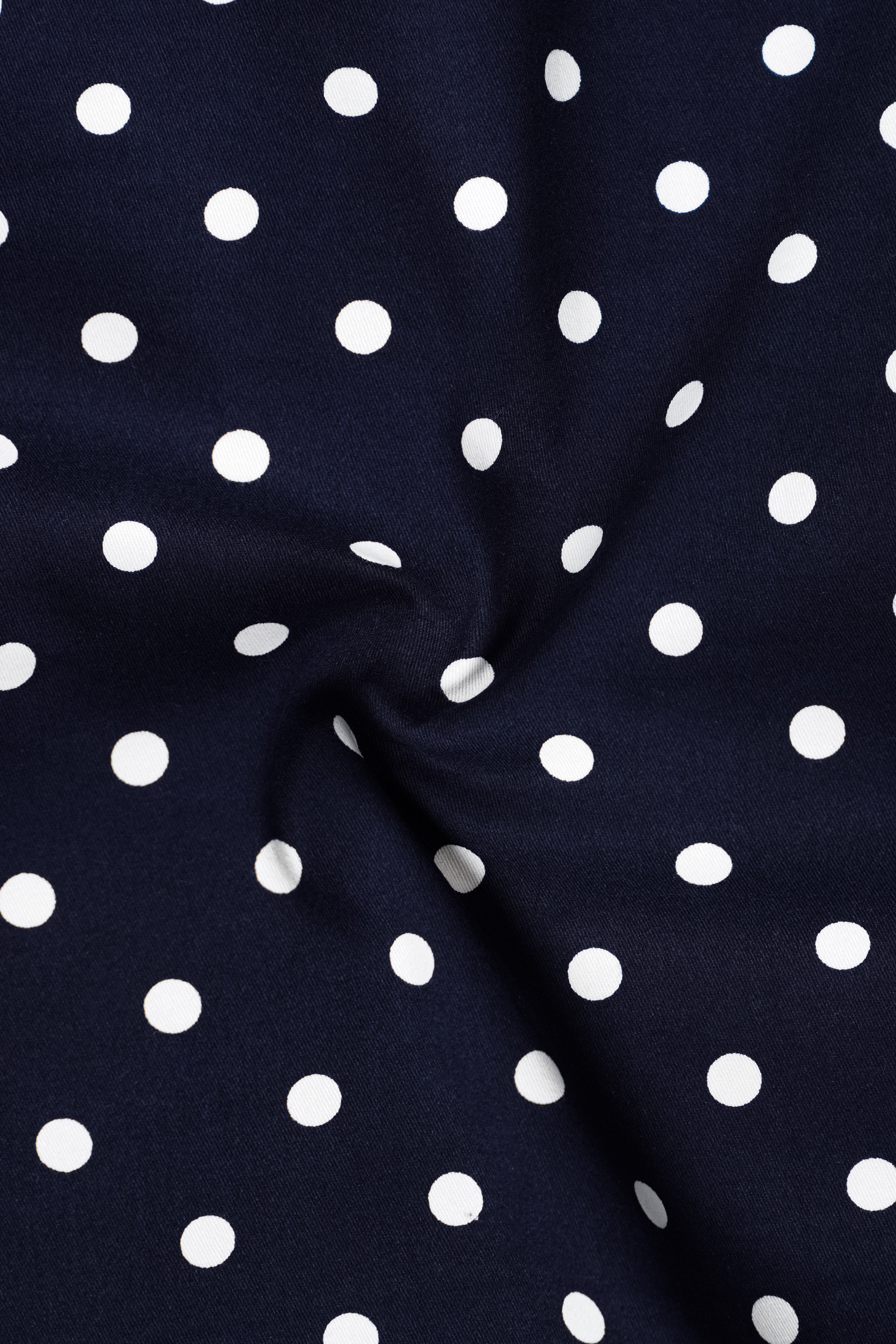 AzureDot-Navy Polka Dotted Prints Premium Giza Cotton Bomber Jacket