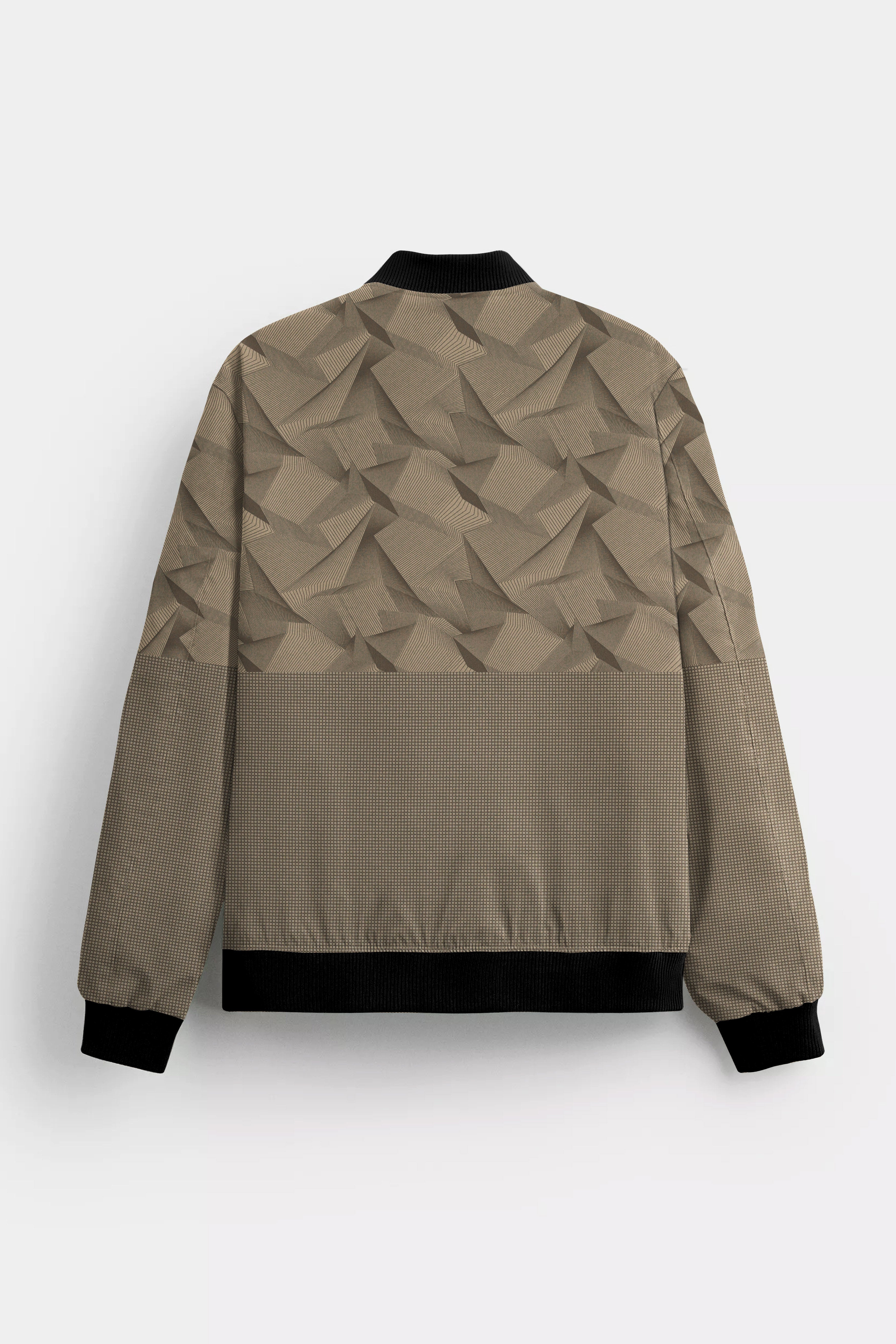 DuneShade-Sand Dune Brown Half 3D Prints Premium Giza Cotton Bomber Jacket