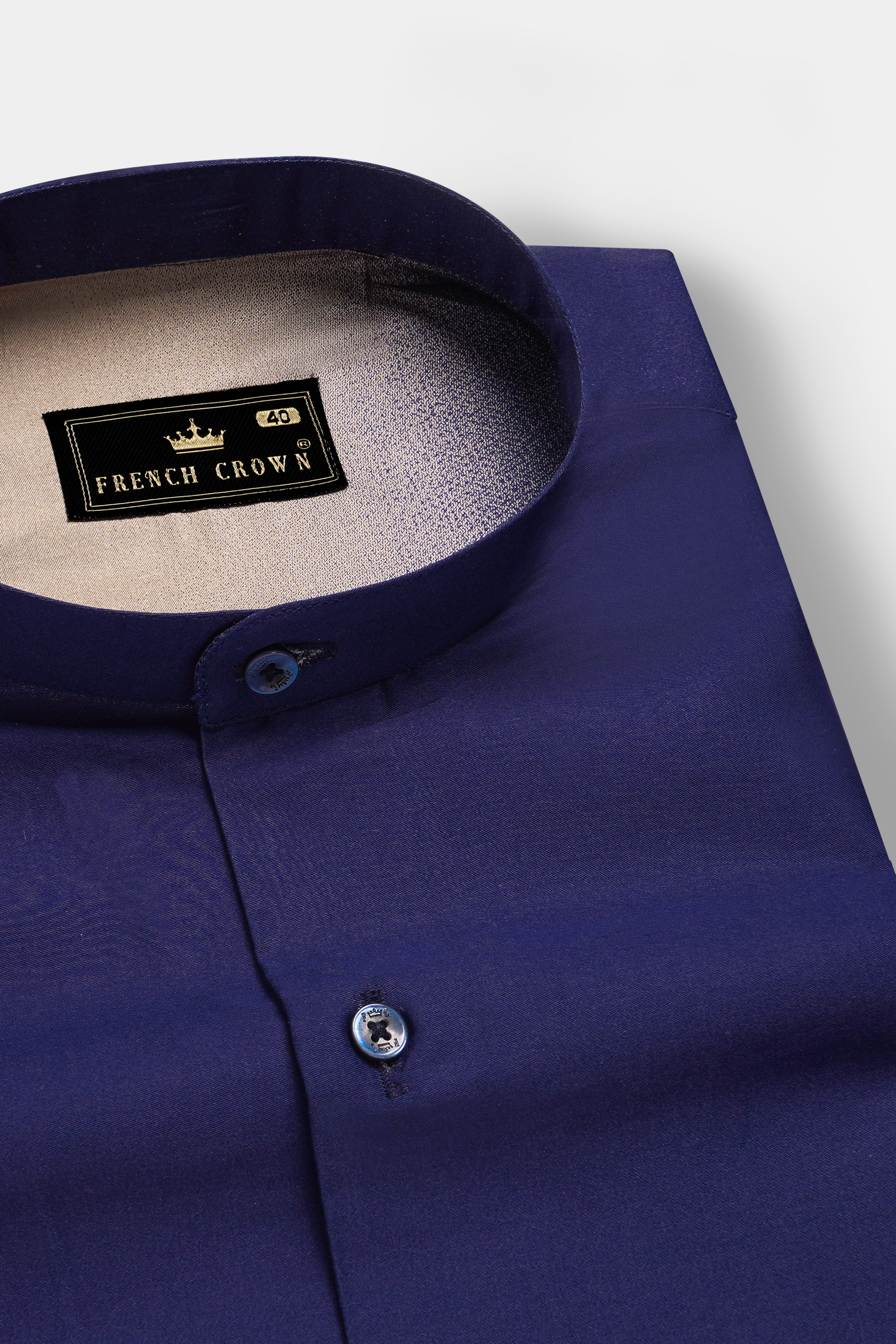 SereneHorizon-Indigo Blue And Sandrift Brown Gradient Printed Subtle Sheen Super Soft Premium Cotton Shirt