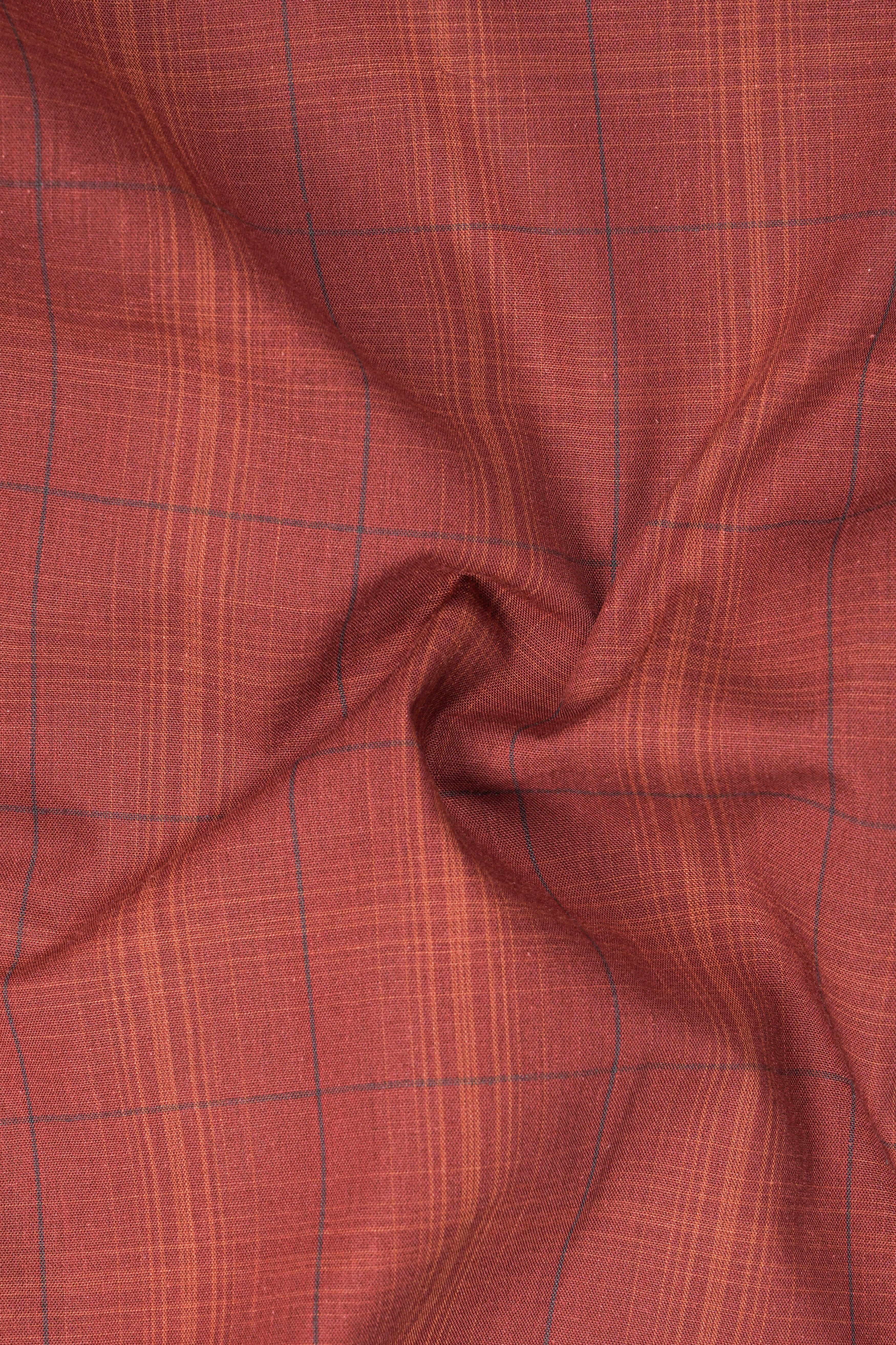 Crimson-Sanguine Brick Red Plaid Super Soft Premium Giza Cotton Shirt