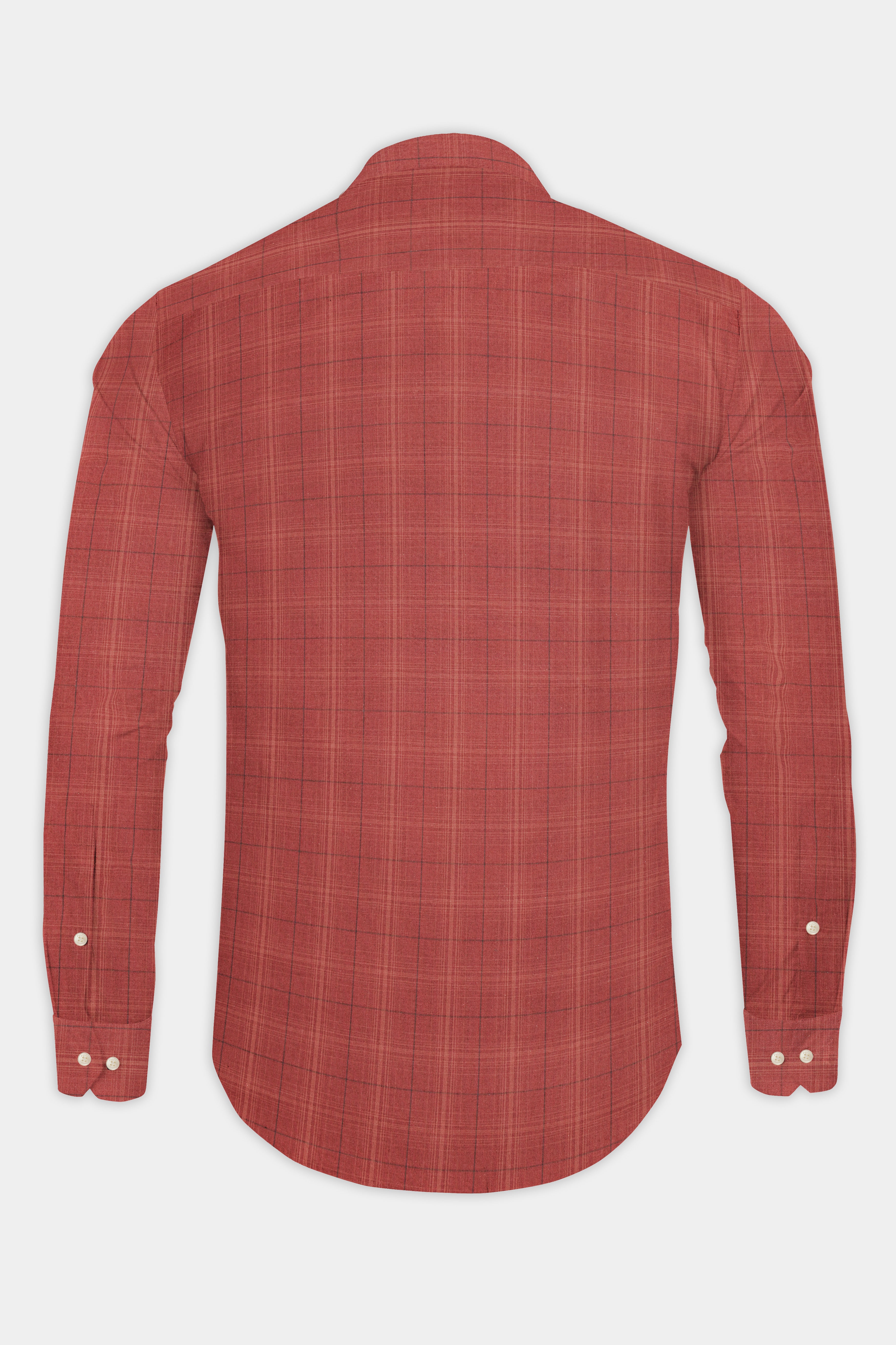 Crimson-Sanguine Brick Red Plaid Super Soft Premium Giza Cotton Shirt