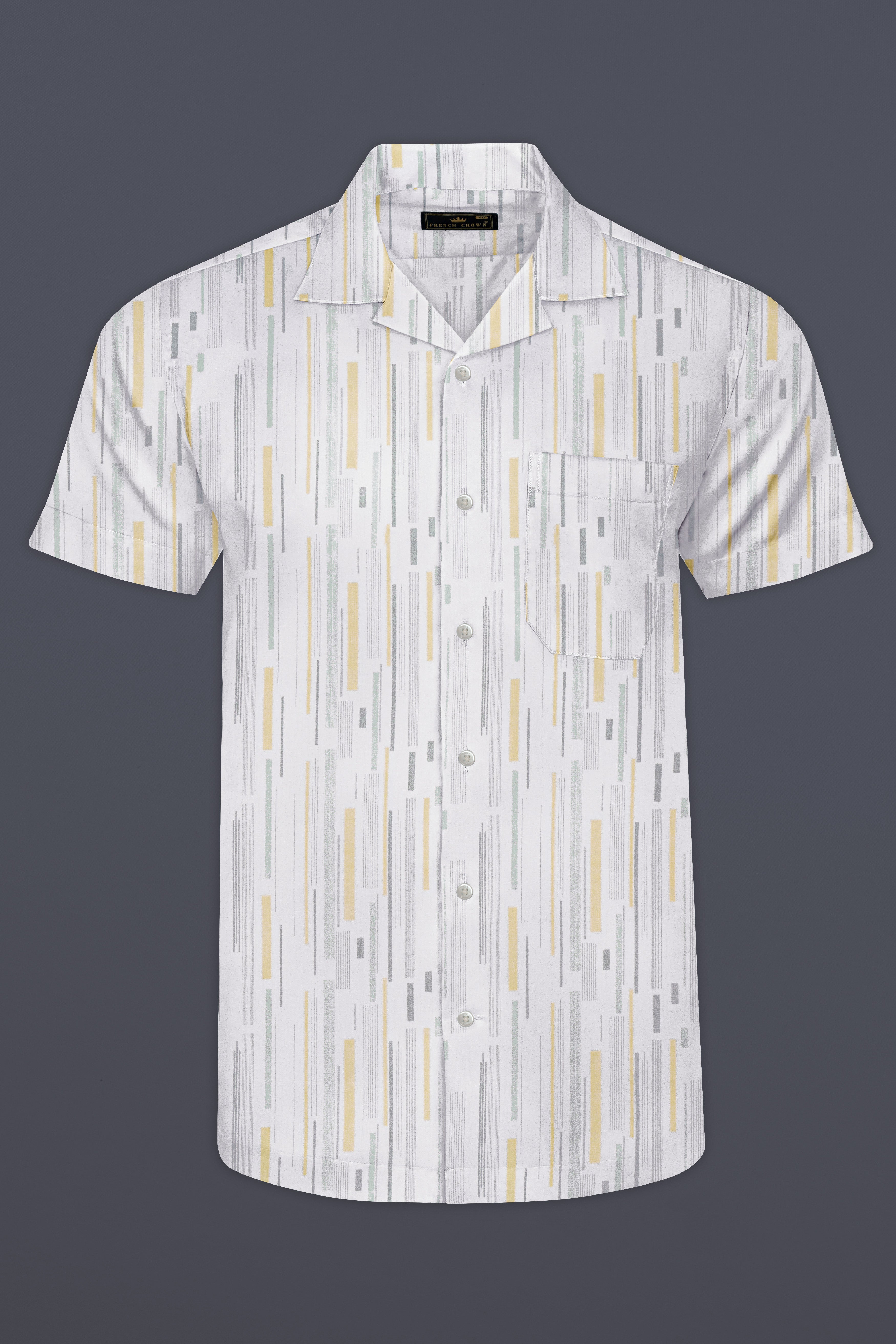 Golden Glow-Bright White And Harvest Yellow Printed Super Soft Premium Cotton Shirt