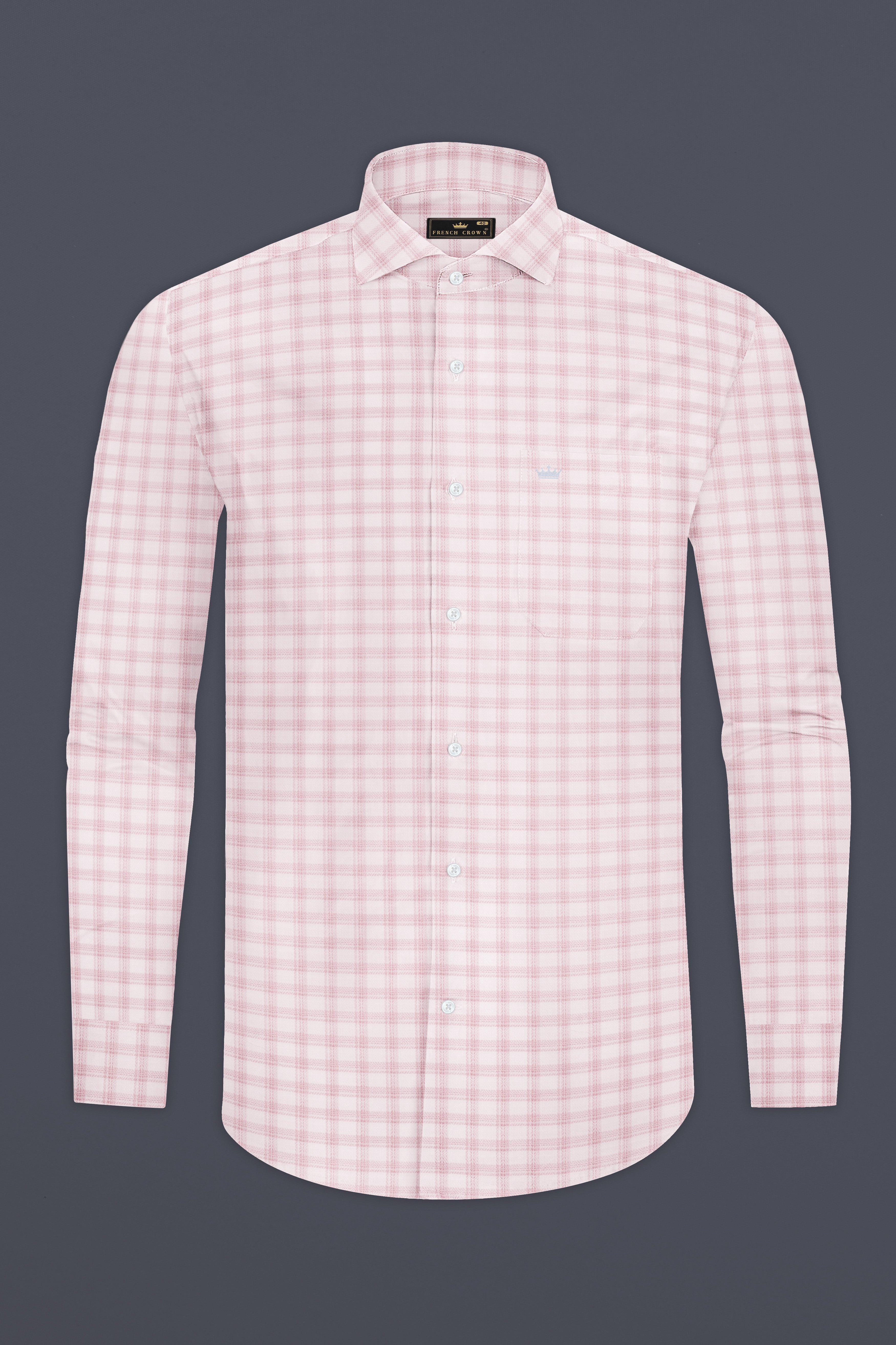 RosyTapestry-Bizarre pink Plaid Jacquard Textured Premium Cotton Shirt