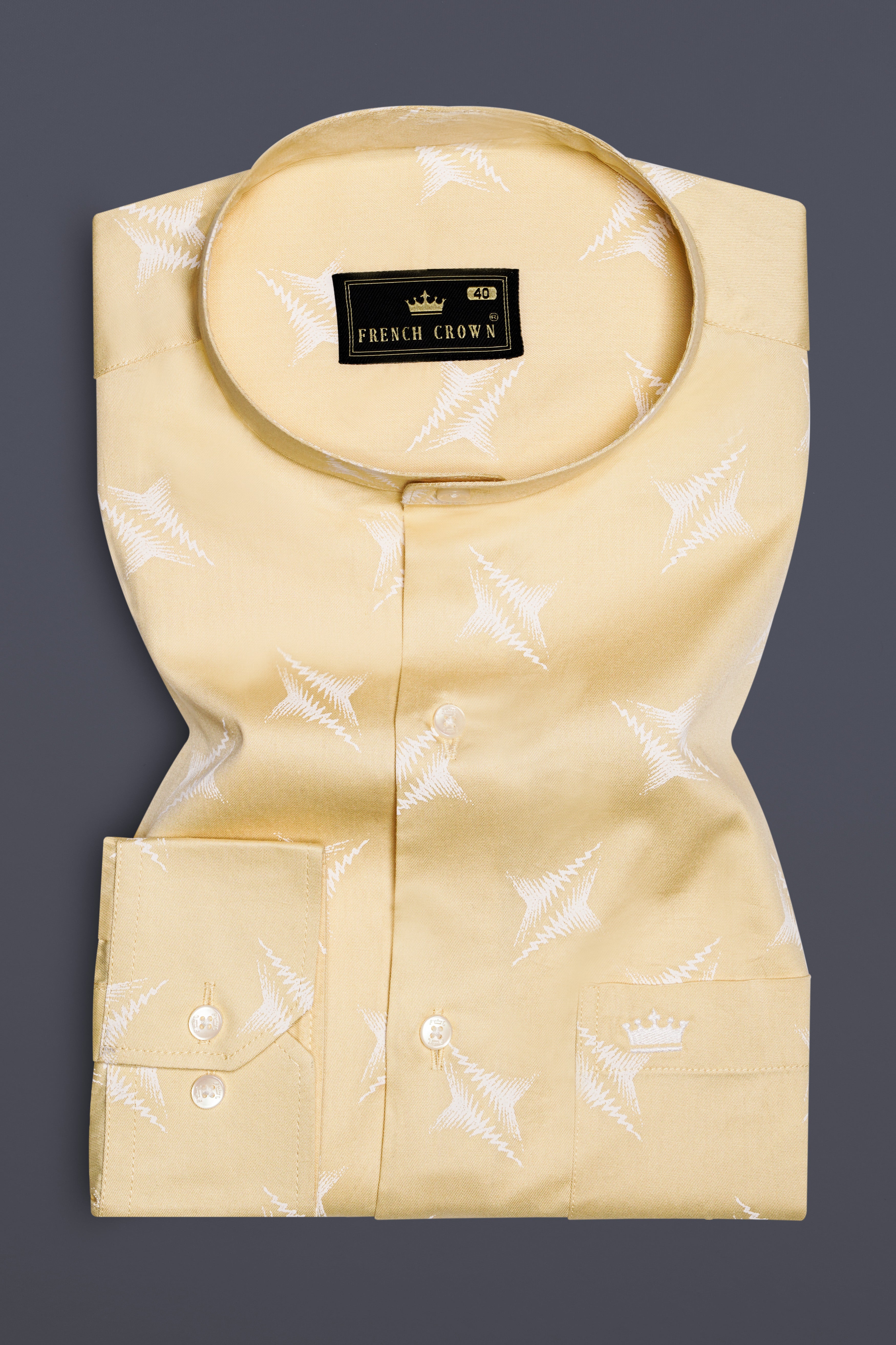 LuminousSun-Chamois Yellow Printed Subtle Sheen Super Soft Premium Cotton Shirt