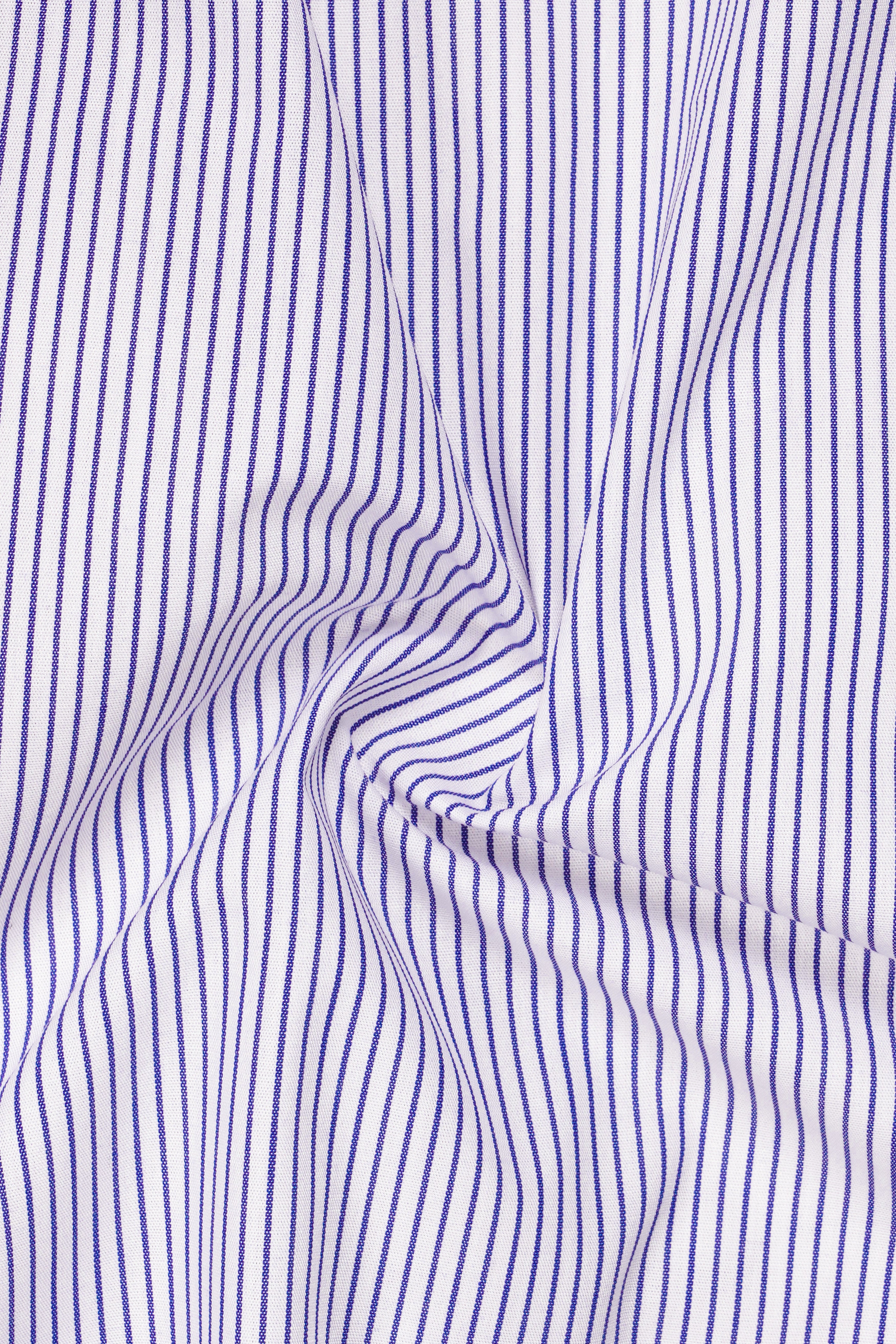 Violet Blue And Bright White Striped Premium Giza Cotton Shirt