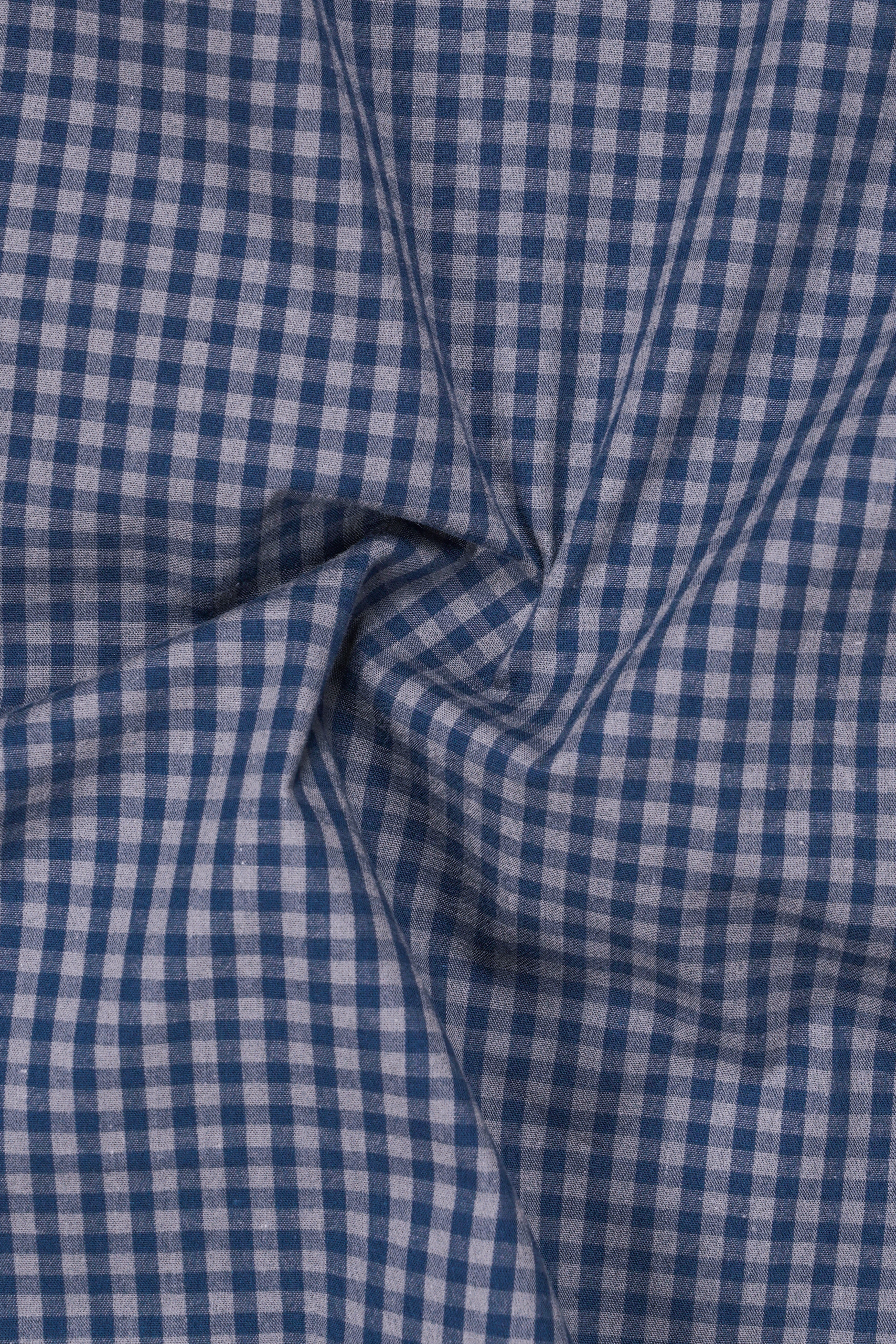 BlueHaze-Fiord And Dusty Gray Gingham Checked Premium Cotton Shirt