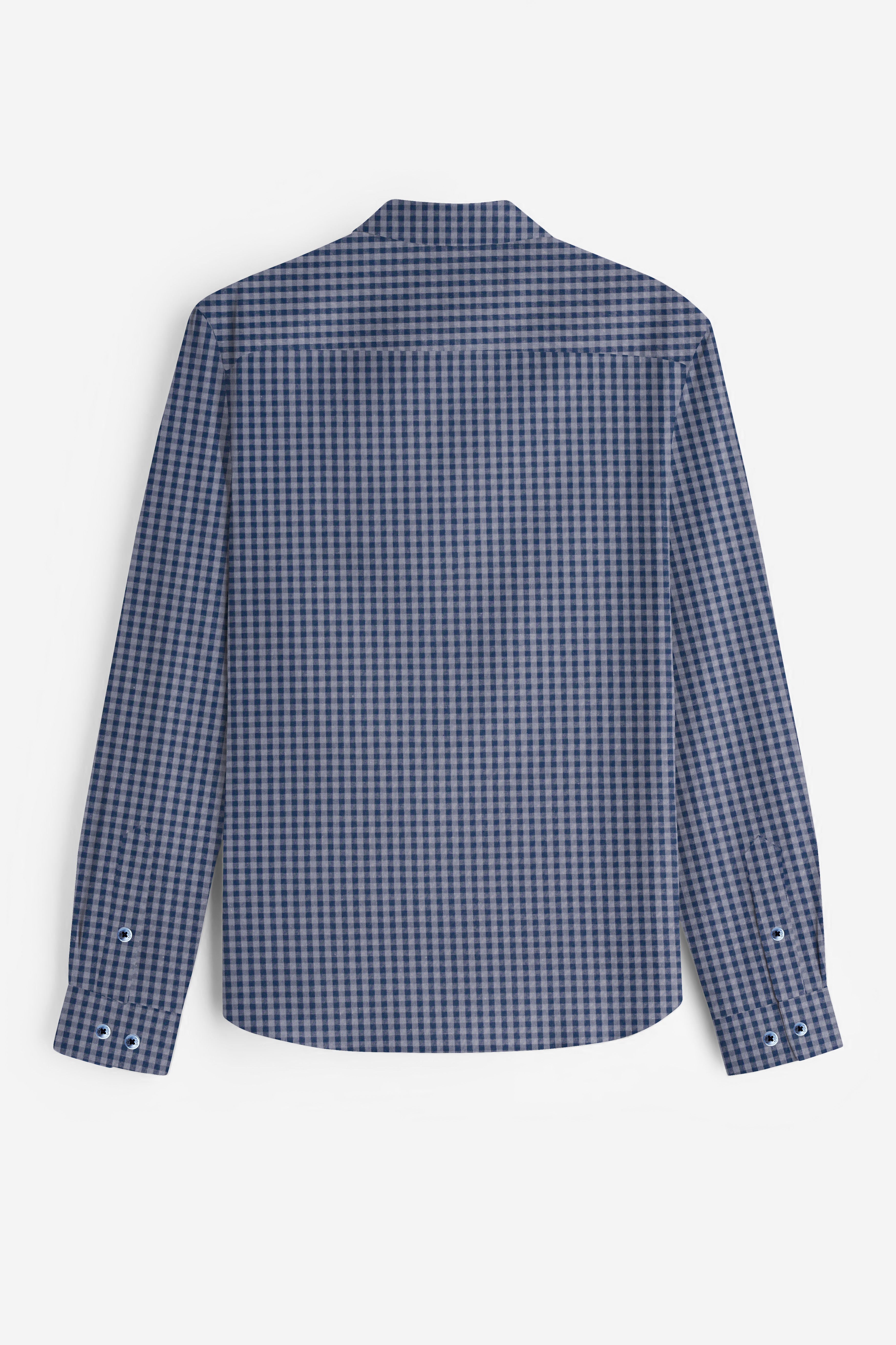 BlueHaze-Fiord And Dusty Gray Gingham Checked Premium Cotton Shirt