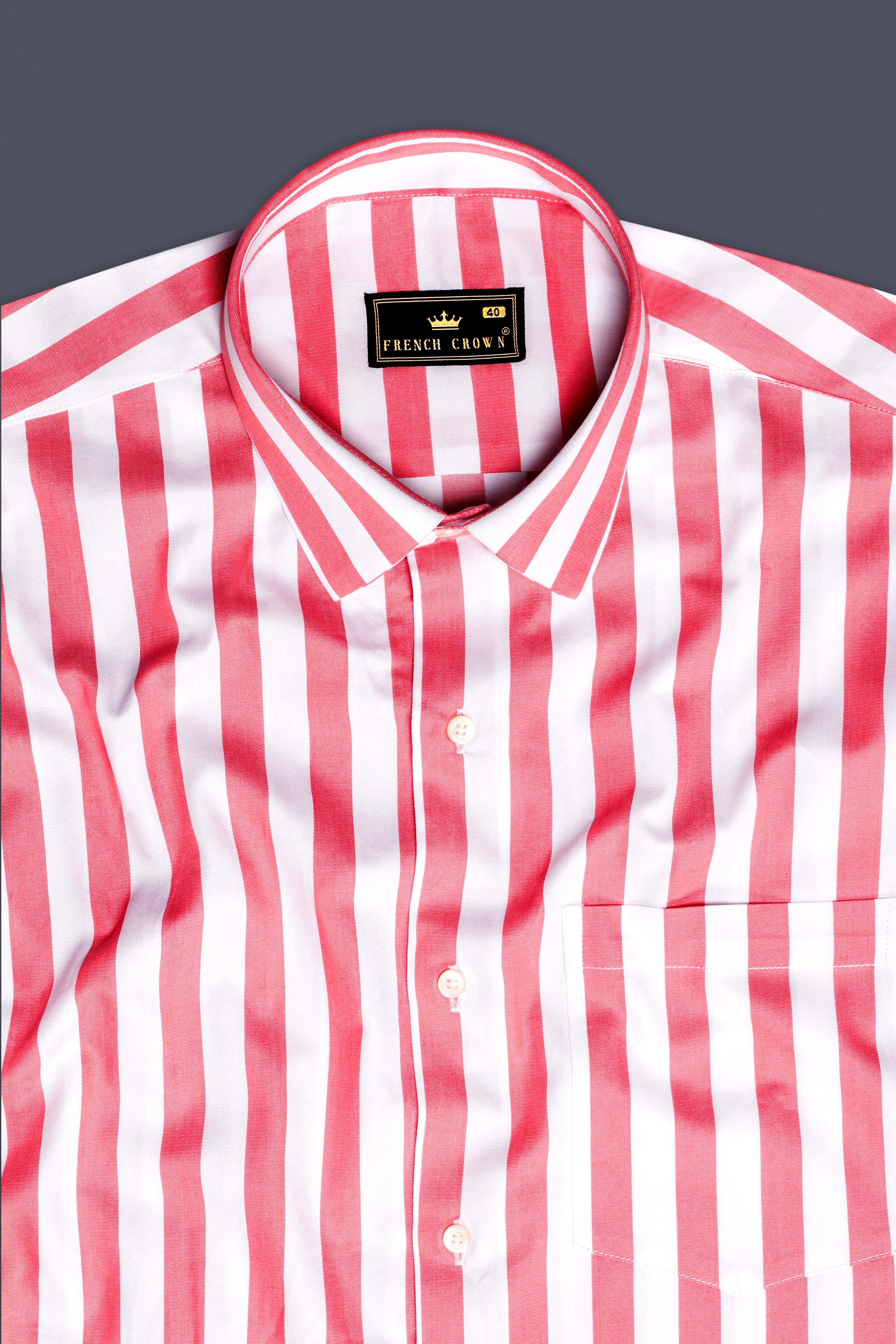 RoseLustre-Cabaret pink And Bright White Striped Subtle Sheen Super Soft Premium Cotton Dress Shirt