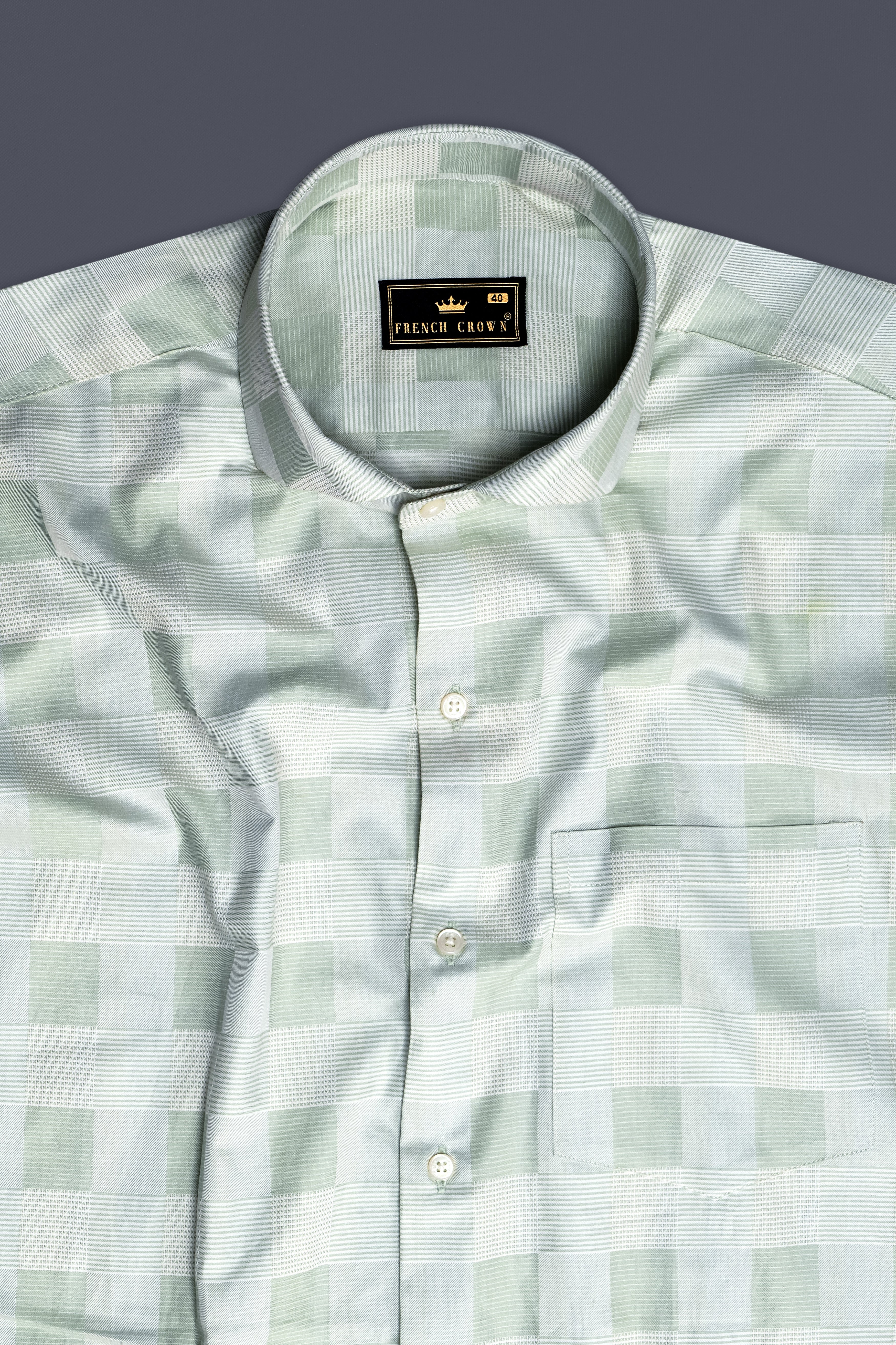 Emerald Gleam-Edward Green Printed Subtle Sheen Super Soft Premium Cotton Dress Shirt