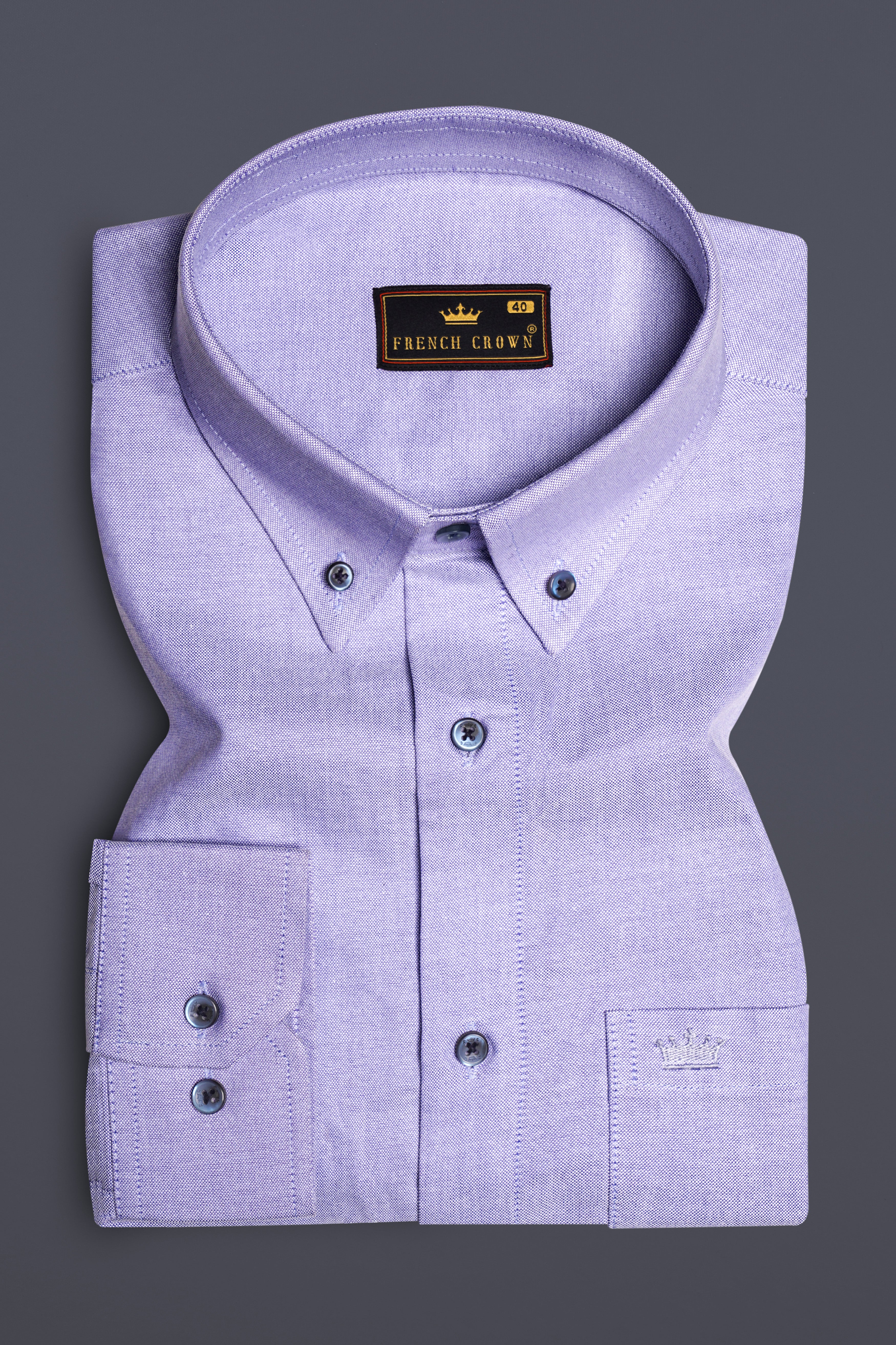 OrchidbLoom-Wisteria Purple Solid Oxford Premium Cotton Semi Formal Shirt