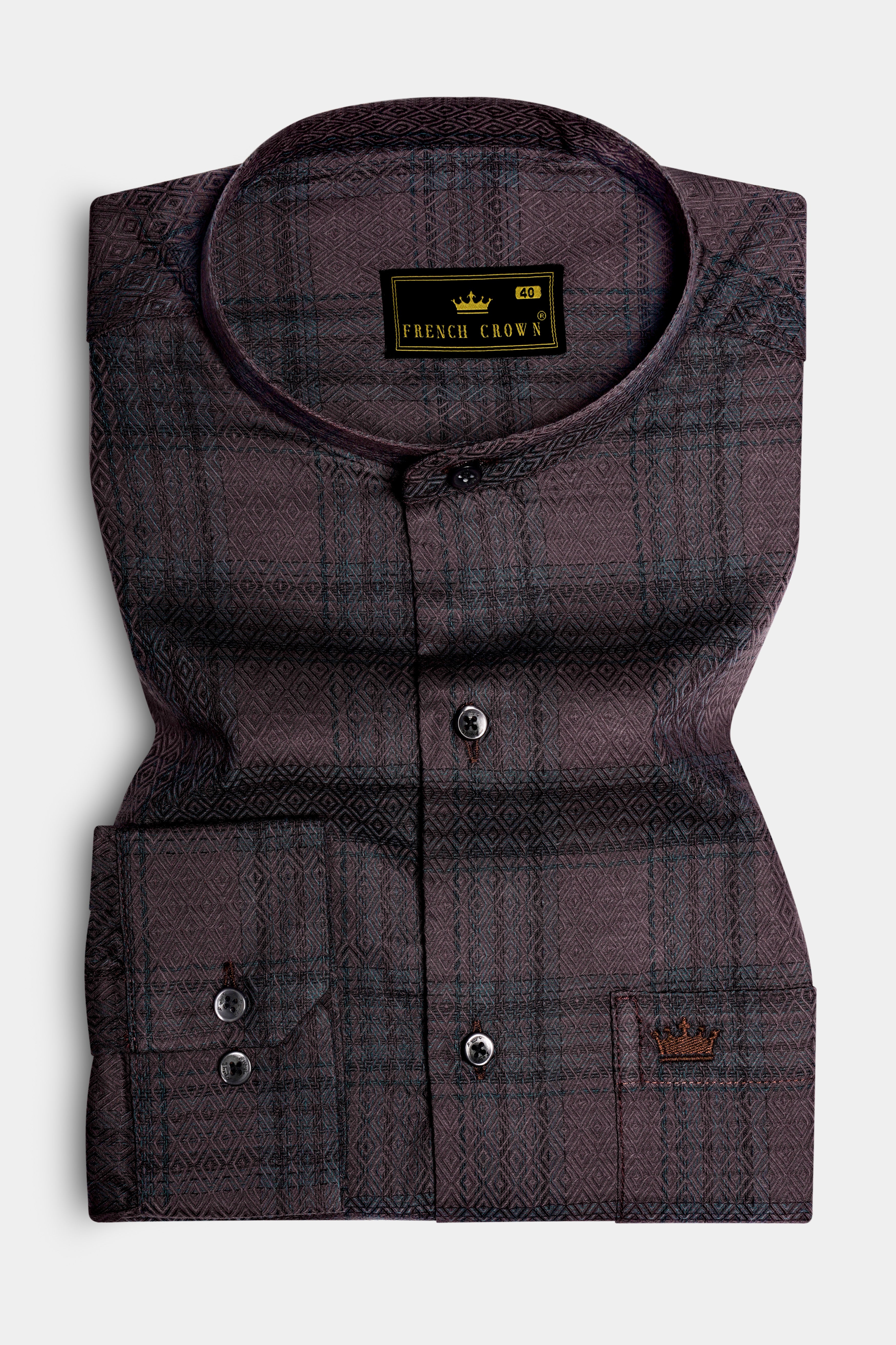 Majestic-Emperor Wine Plaid Jacquard Textured Premium Cotton Dress Shirt