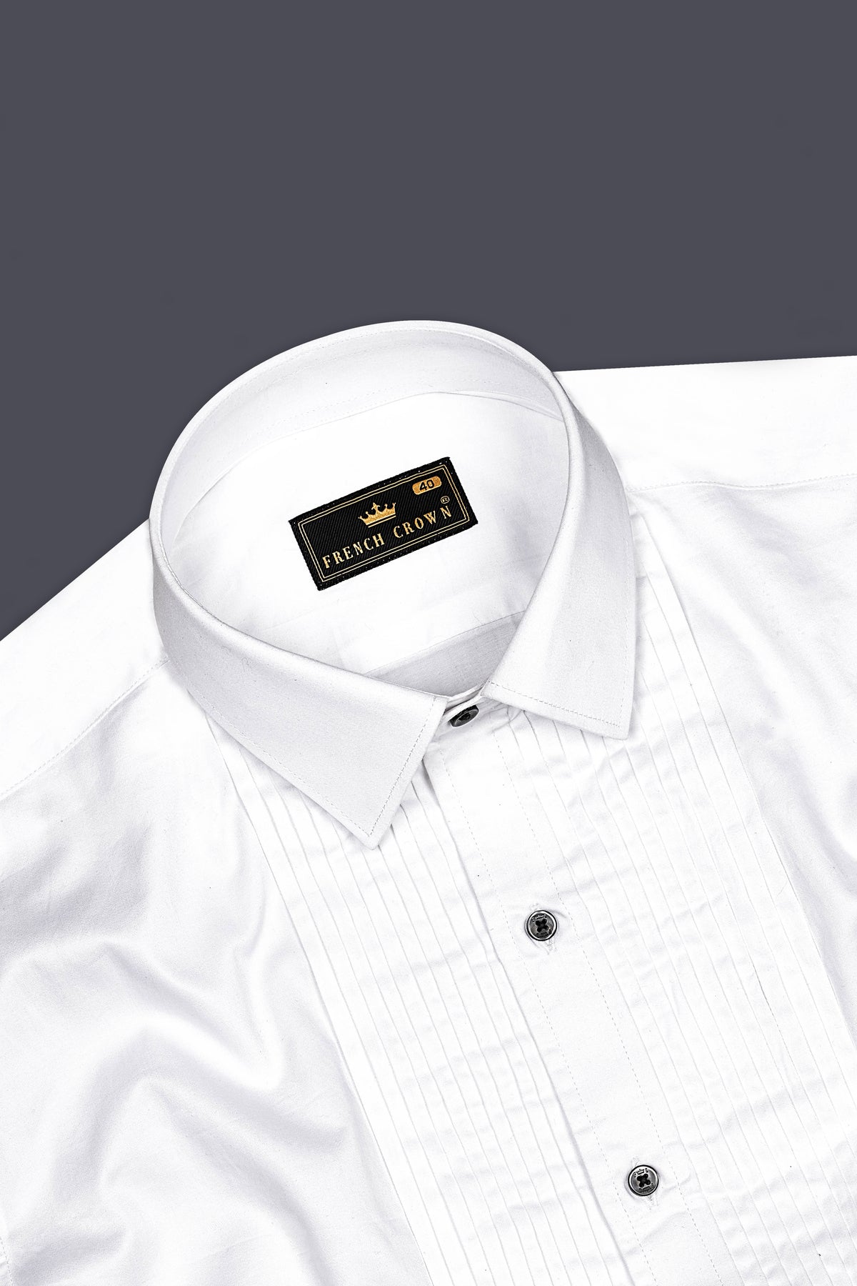 FrostLuxe-Bright White Subtle Sheen Super Soft Premium Cotton Dress Tuxedo Shirt