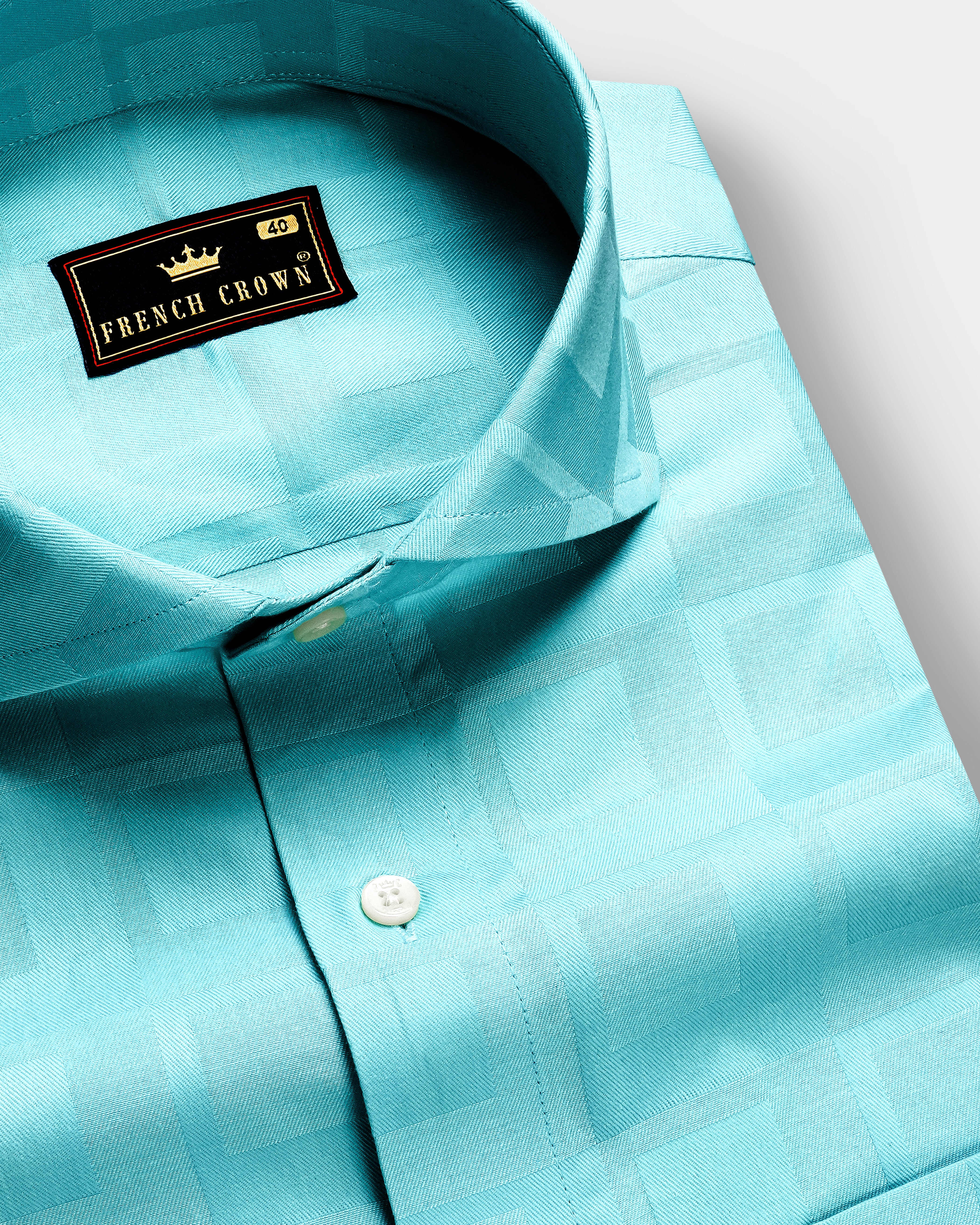 Electricblue-Fountain Dobby Textured Premium Giza Cotton Dress Shirt