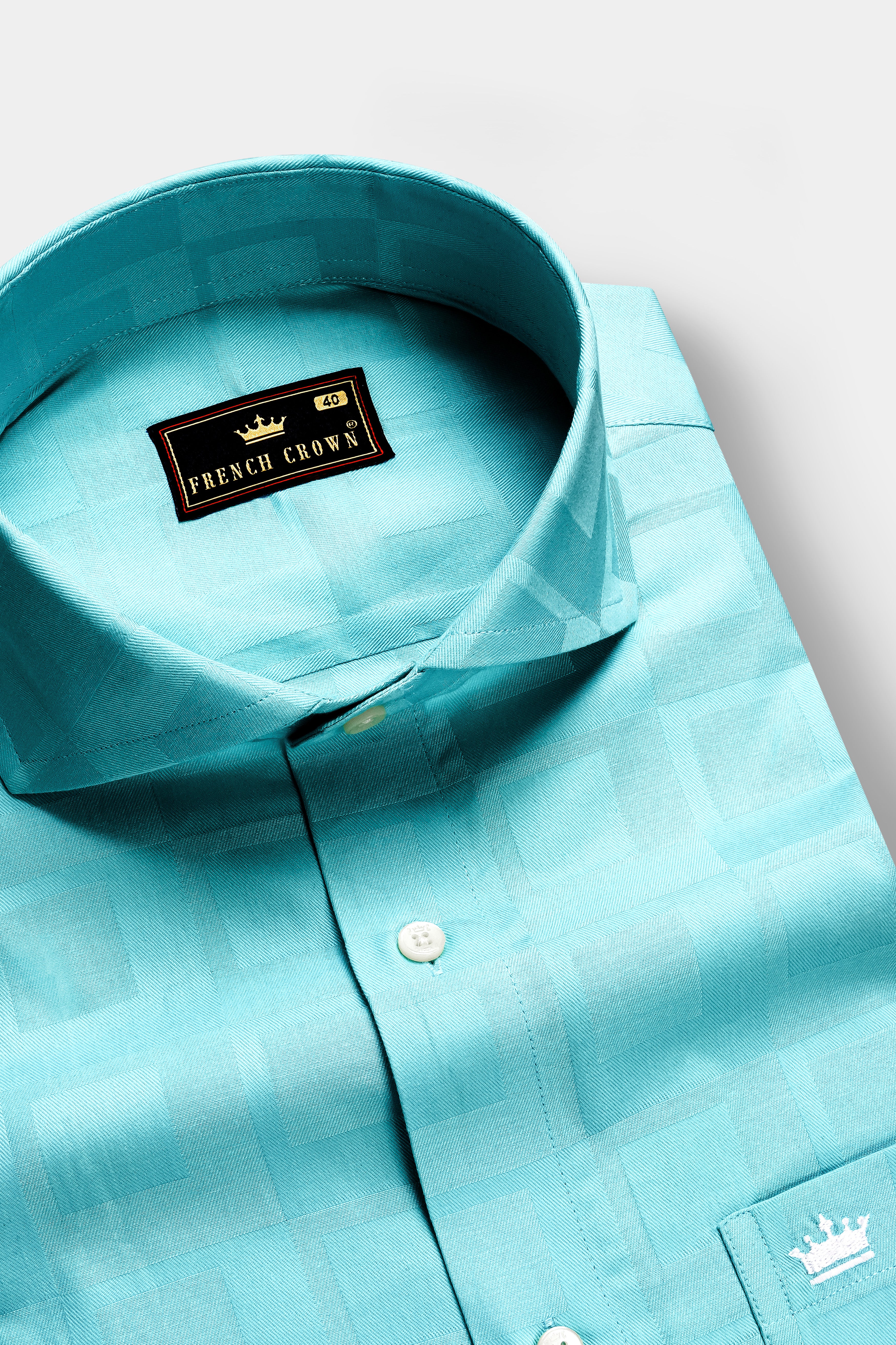 Electricblue-Fountain Dobby Textured Premium Giza Cotton Dress Shirt