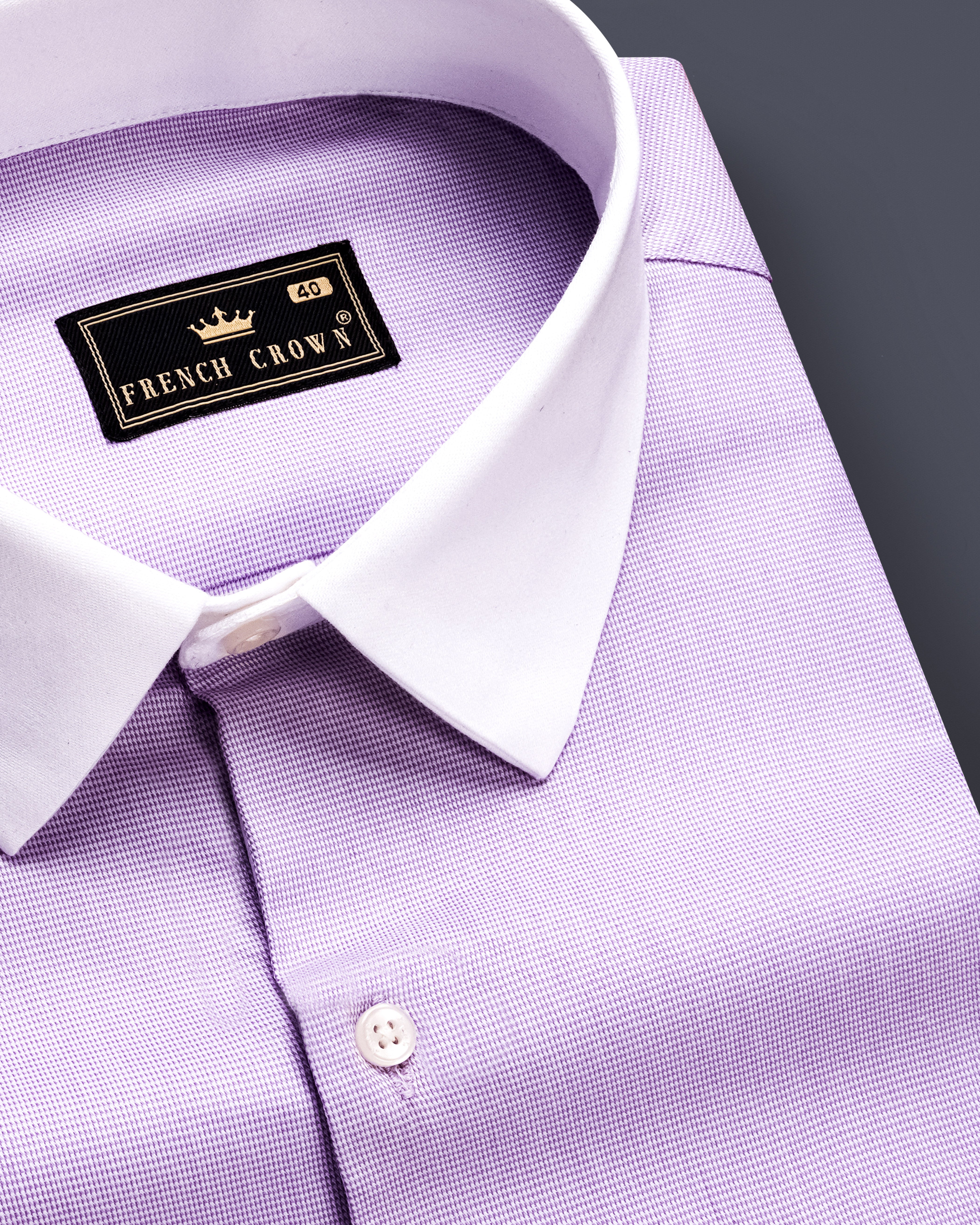 Imperial Violet-Moon Raker Purple White Cuff Collar Dobby Textured Premium Giza Cotton Dress Shirt