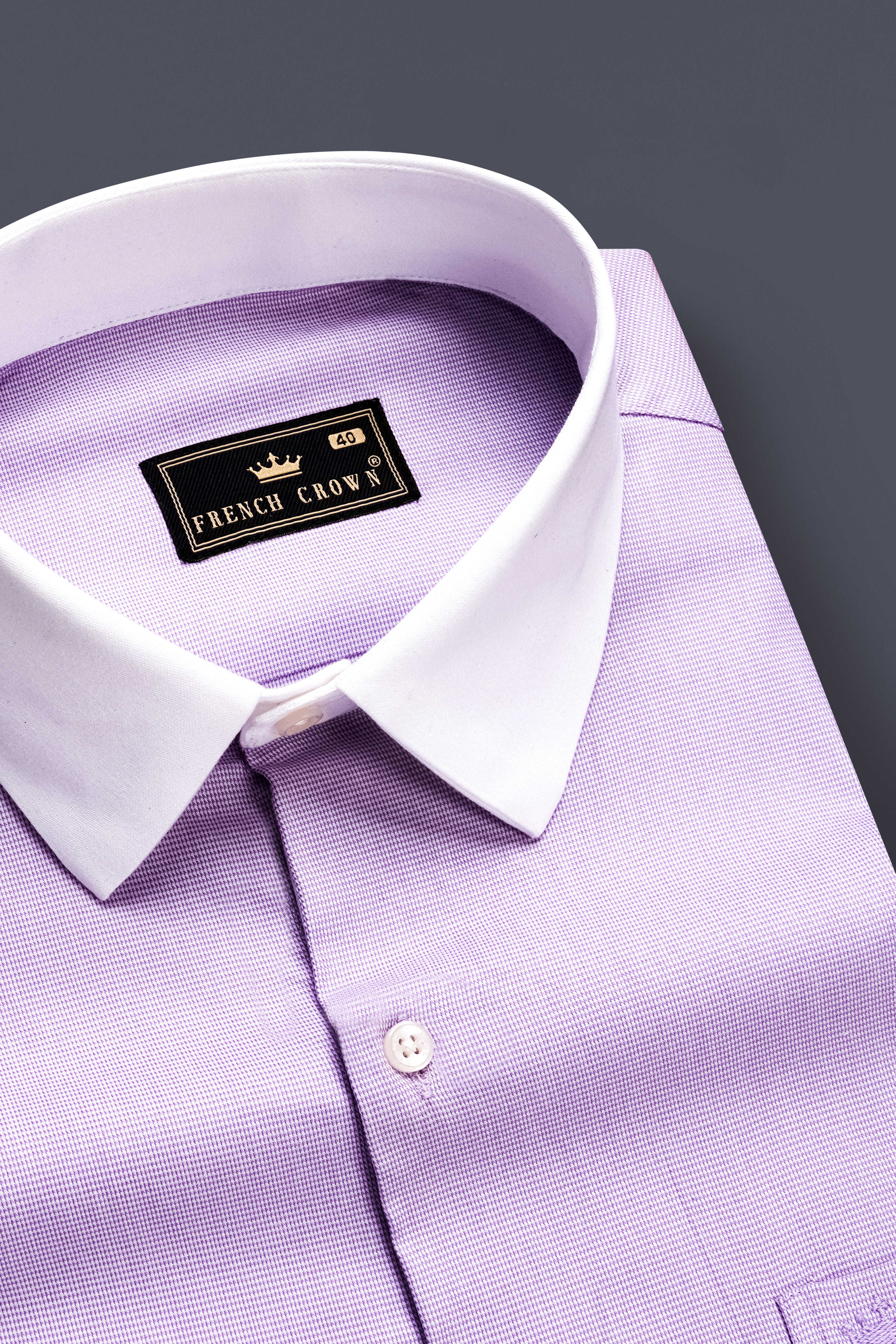 Imperial Violet-Moon Raker Purple White Cuff Collar Dobby Textured Premium Giza Cotton Dress Shirt