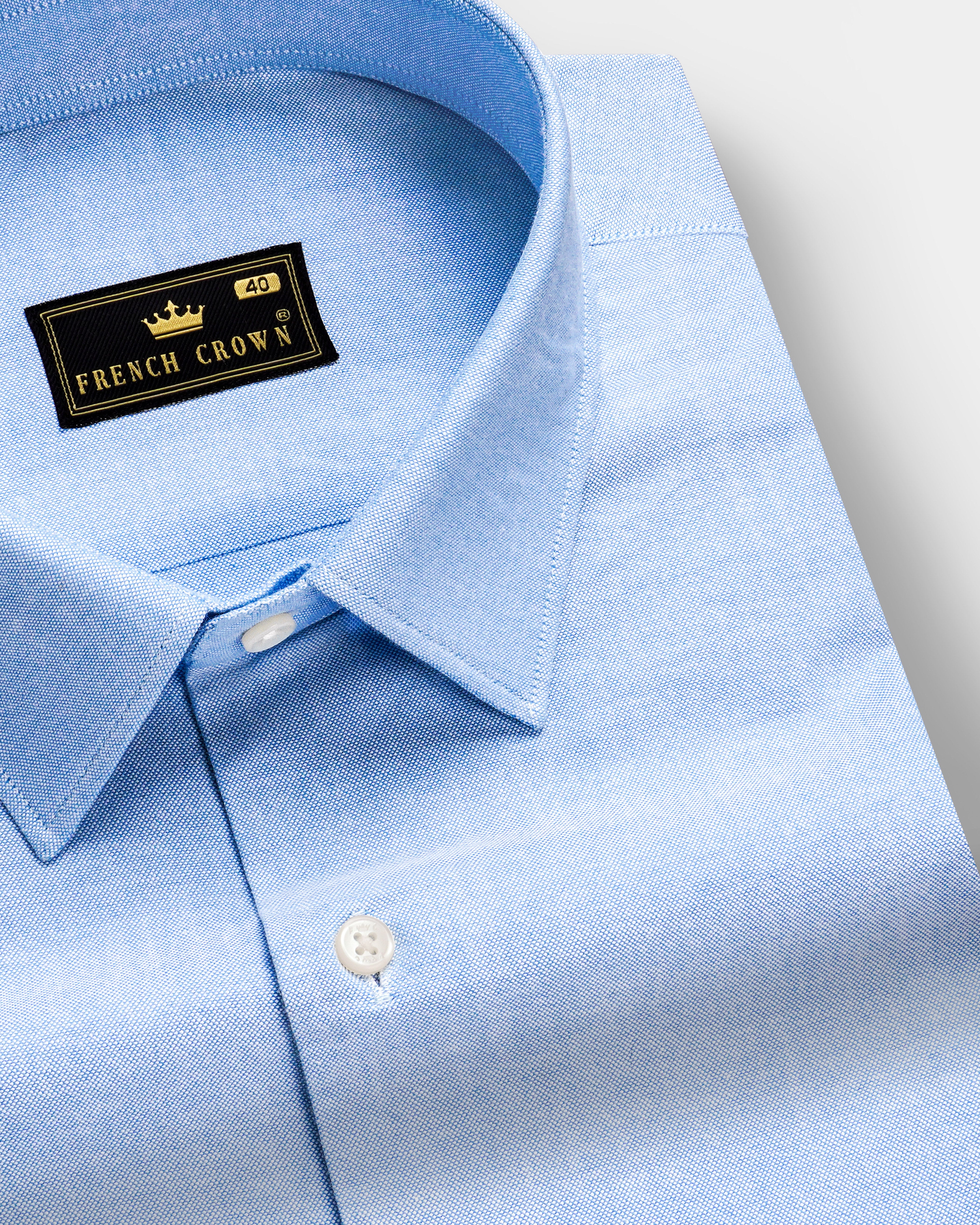 Skyline-Spindle Blue Solid Oxford Premium Cotton Semi Formal Shirt