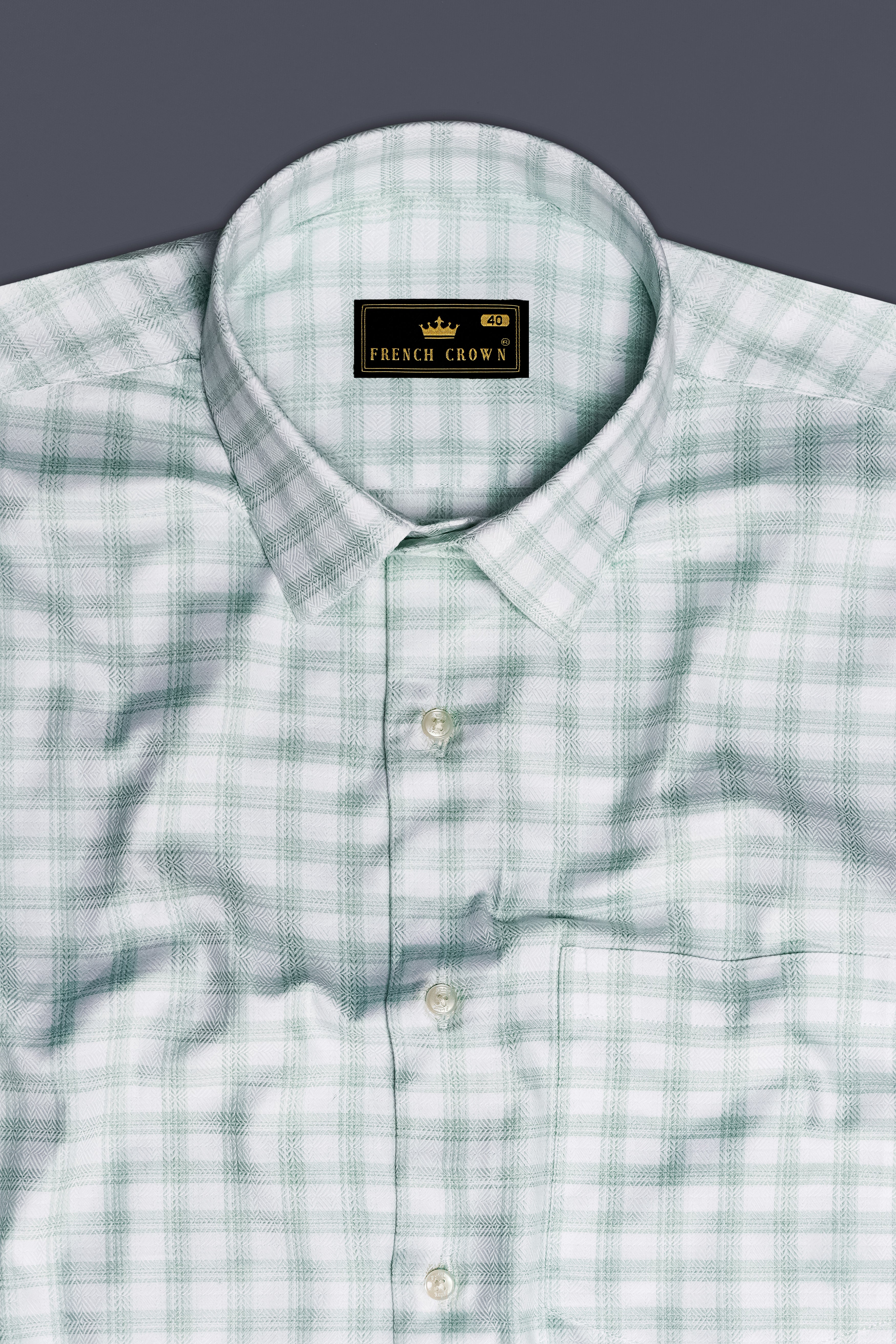 Tiara Verde-Tiara Green Plaid Jacquard Textured Premium Cotton Dress Shirt