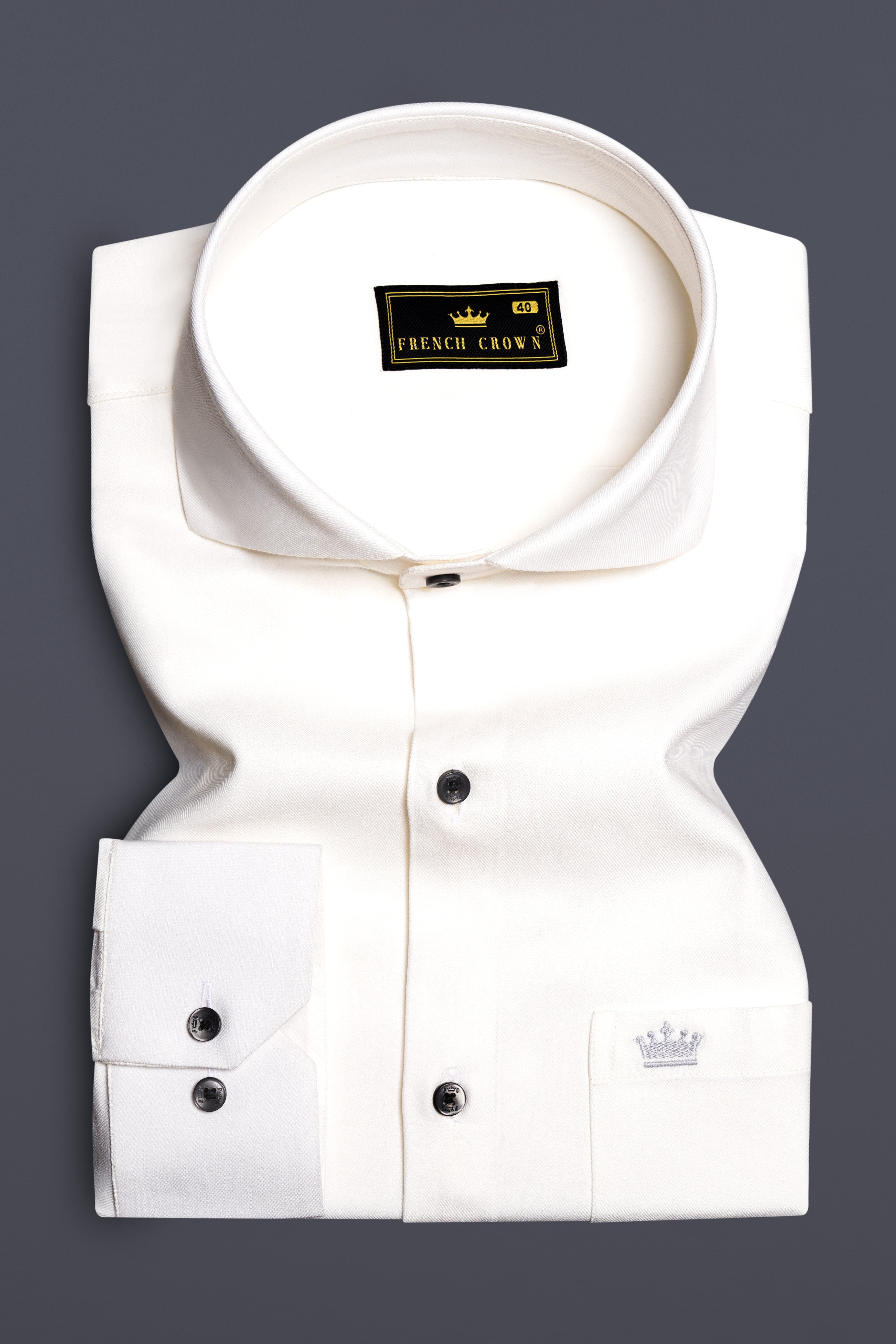 Glacial-Wisp White Solid Twill Premium Cotton Dress Shirt