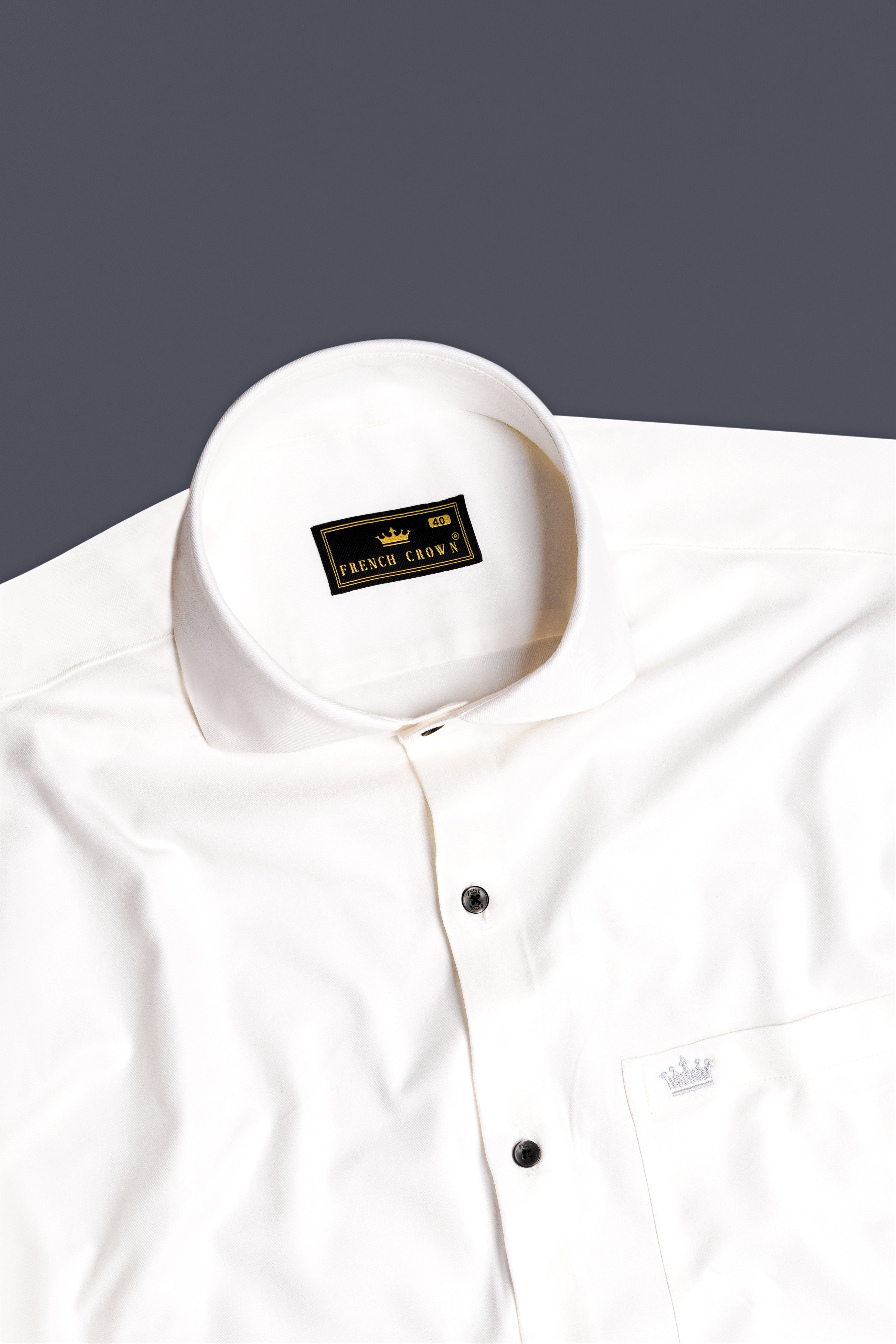 Glacial-Wisp White Solid Twill Premium Cotton Dress Shirt