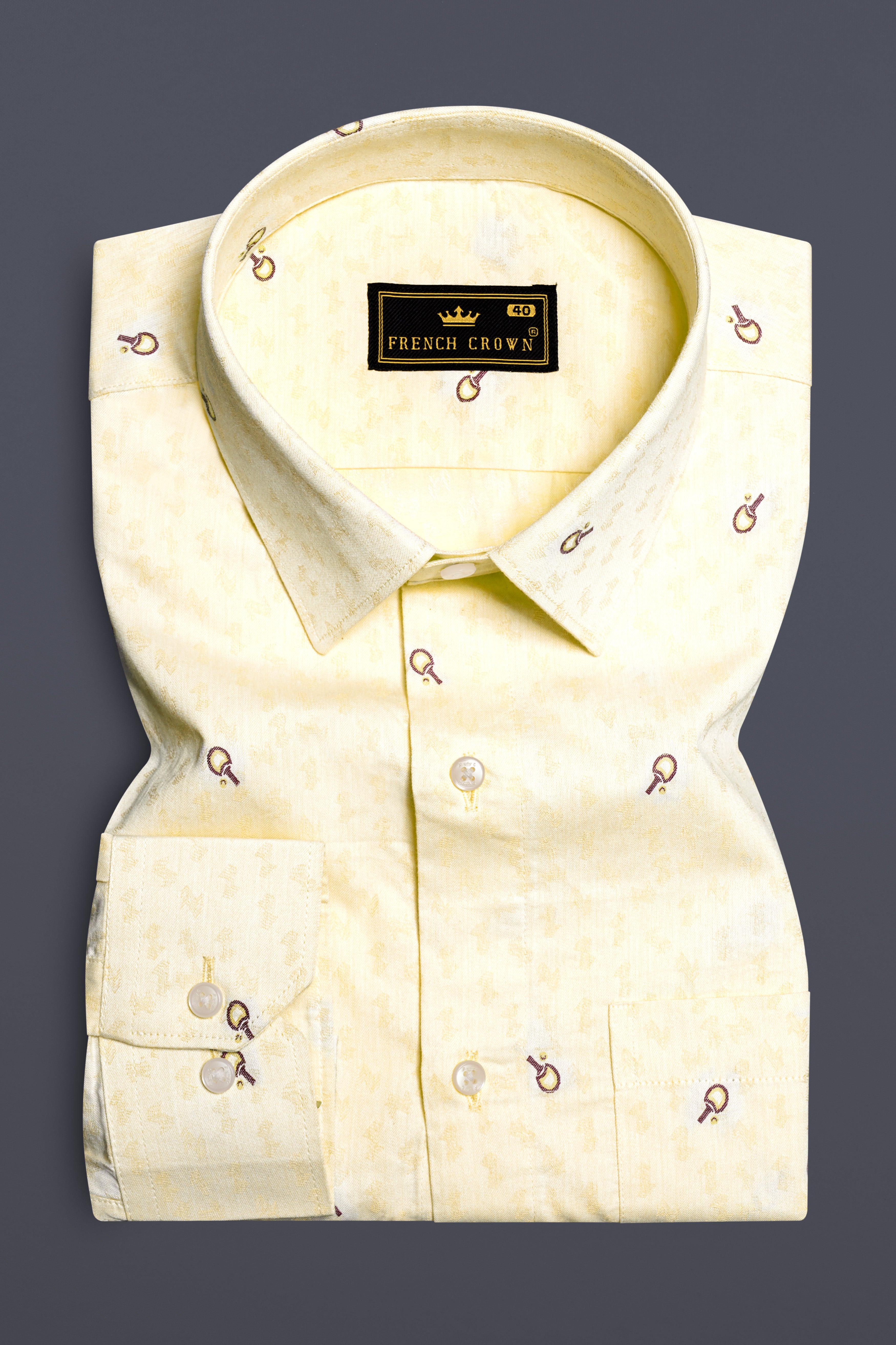 Saffron Weave-Oasis Yellow Jacquard Butta Textured Premium Giza Cotton Dress Shirt