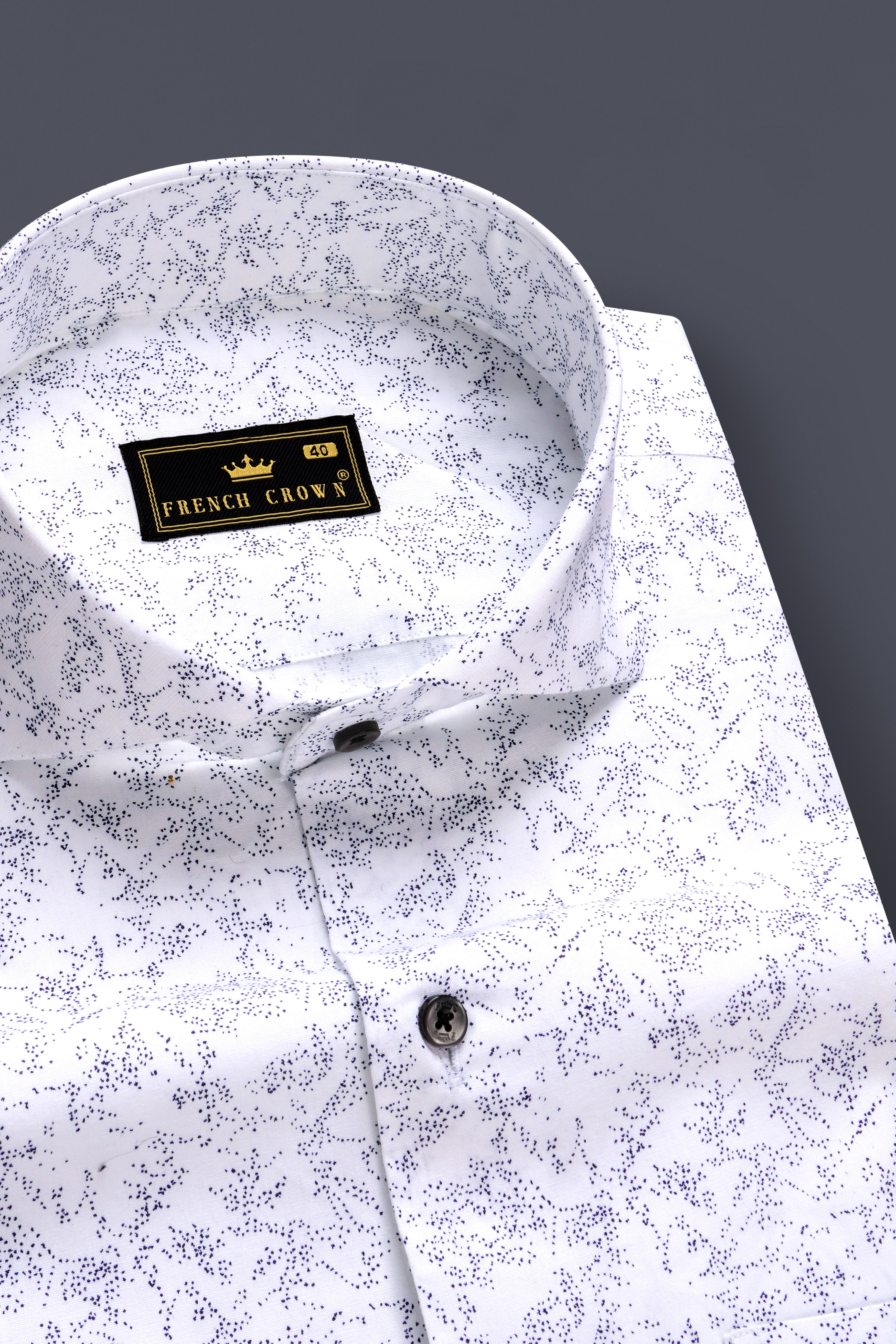 Frostwave-Bright White And Mirage Blue Printed Premium Cotton Semi Formal Shirt