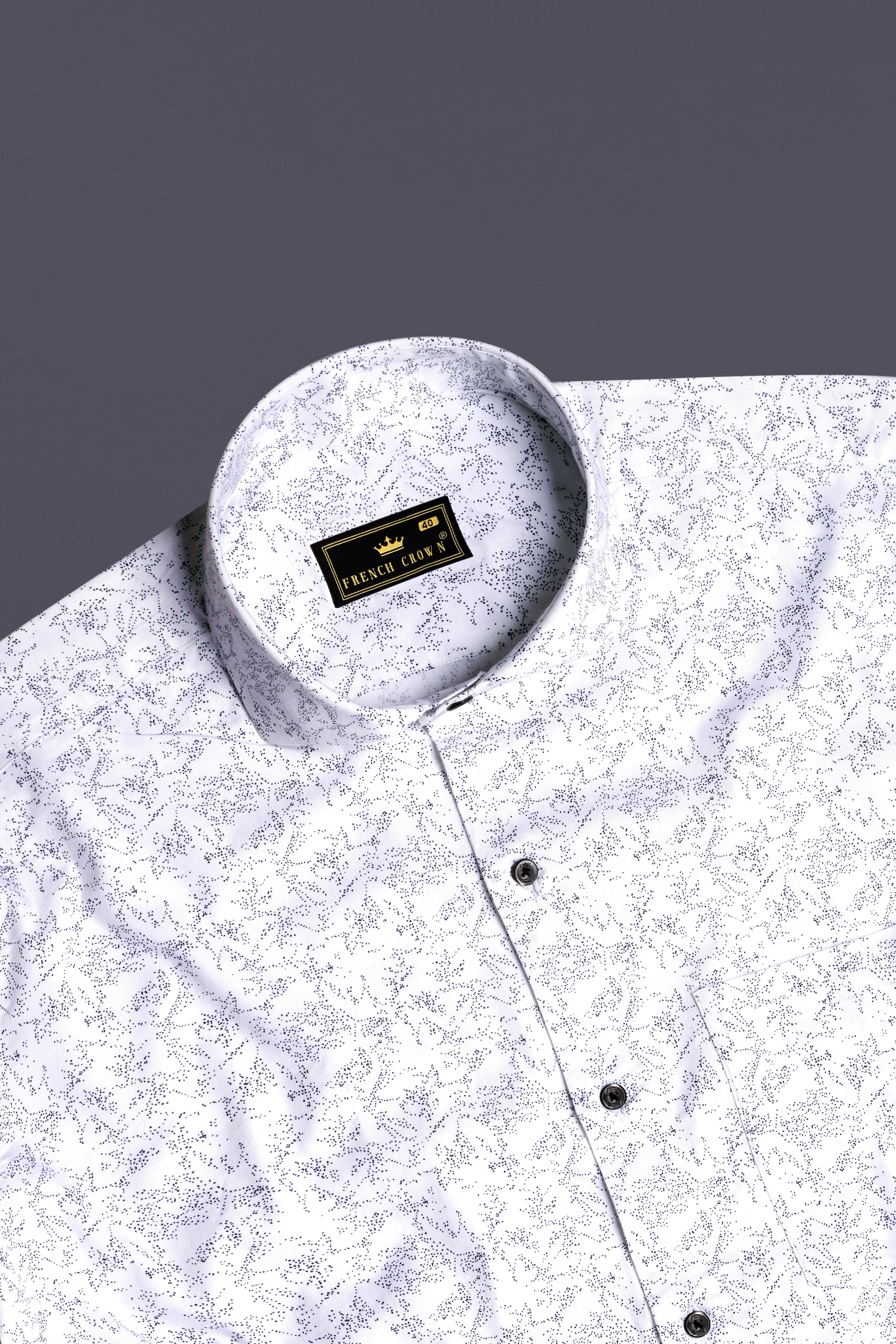 Frostwave-Bright White And Mirage Blue Printed Premium Cotton Semi Formal Shirt