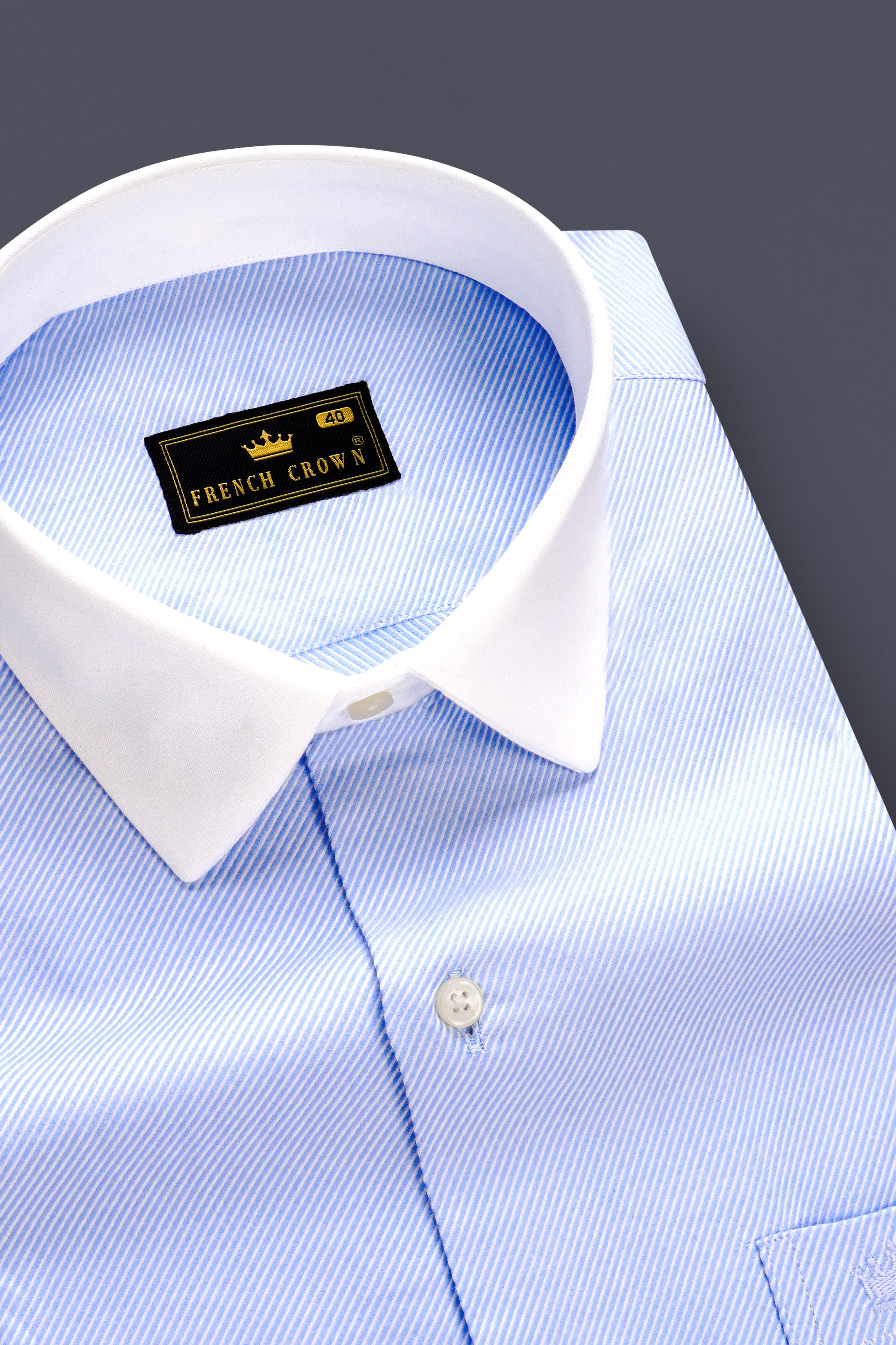 Sapphire Mist-Melrose Blue Solid Twill Premium Cotton Dress Shirt