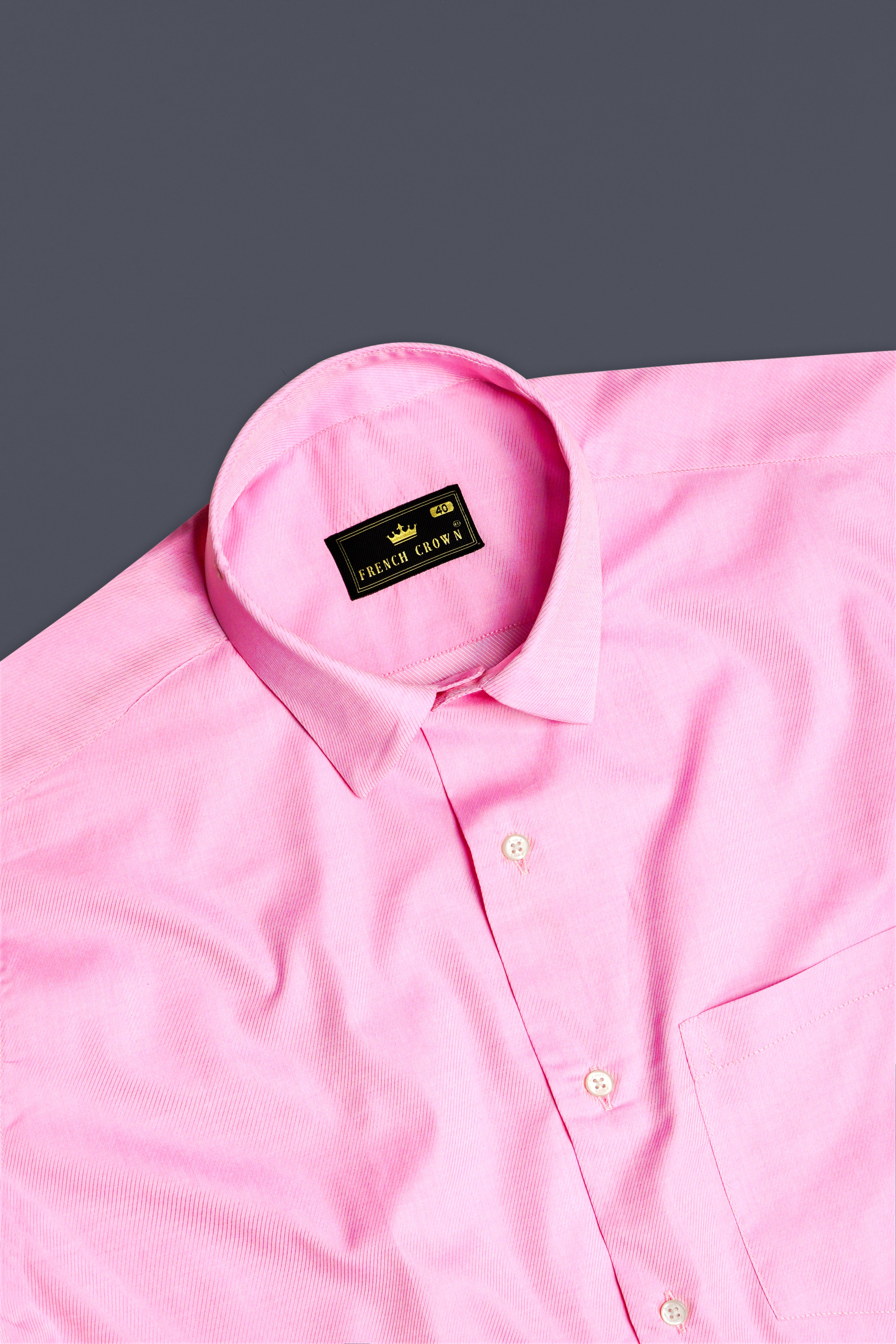 Blush Bloom-Classic Rose Pink Solid Twill Premium Cotton Dress Shirt