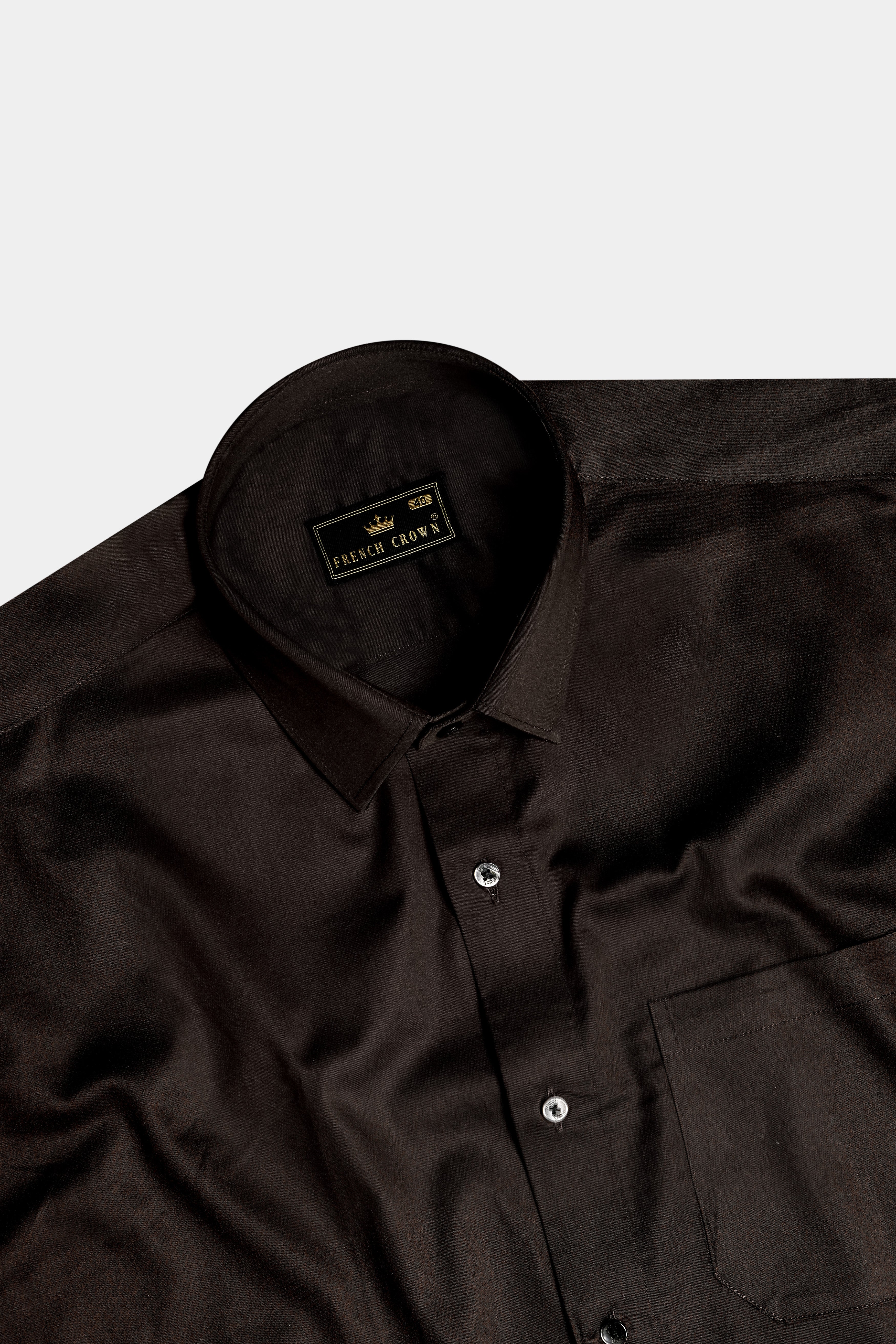 Bronzed Slate-Asphalt Brown Solid Subtle Sheen Super Soft Premium Cotton Dress Shirt