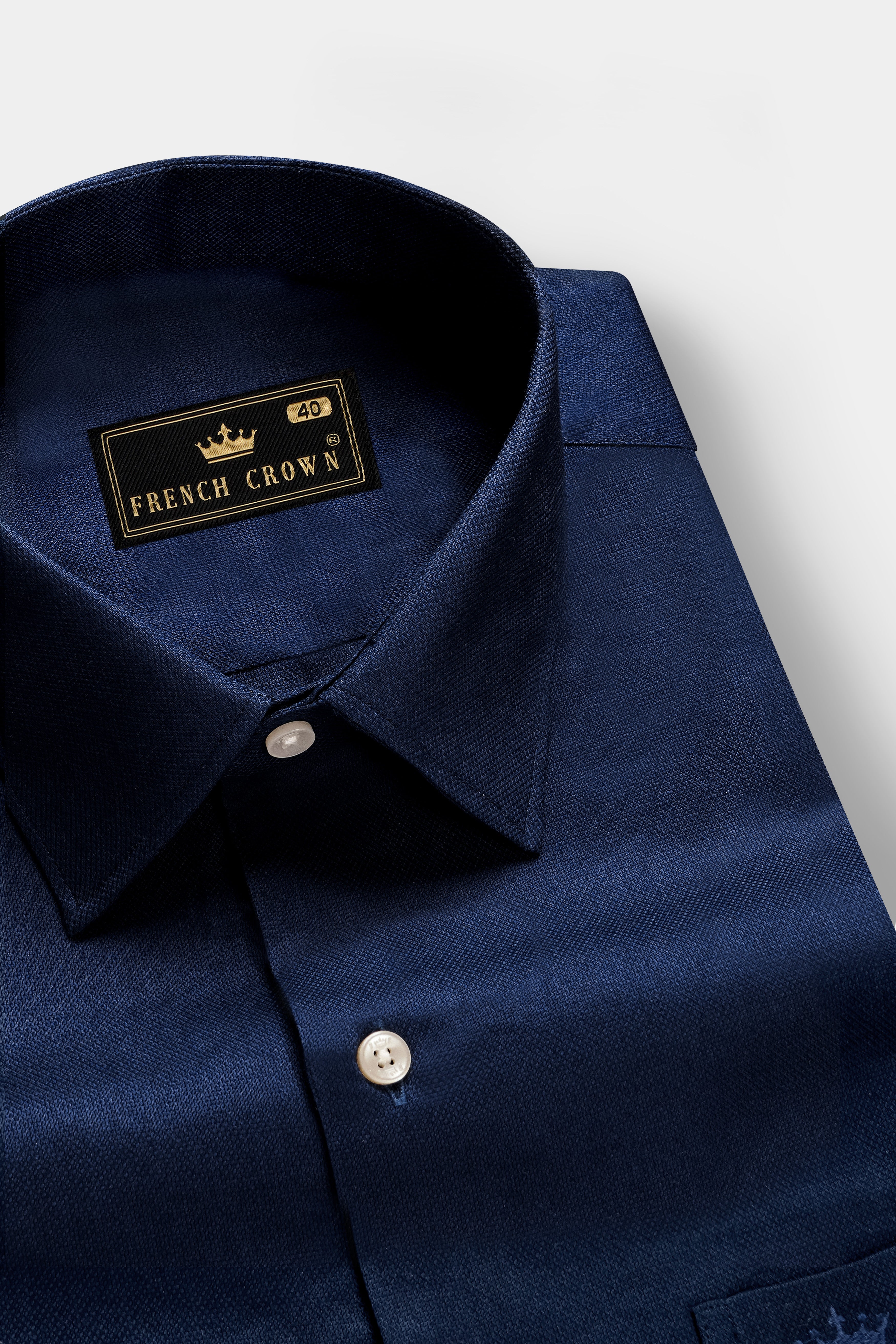 Cobalt Veil-Mirage Blue Solid Dobby Textured Premium Giza Cotton Dress Shirt