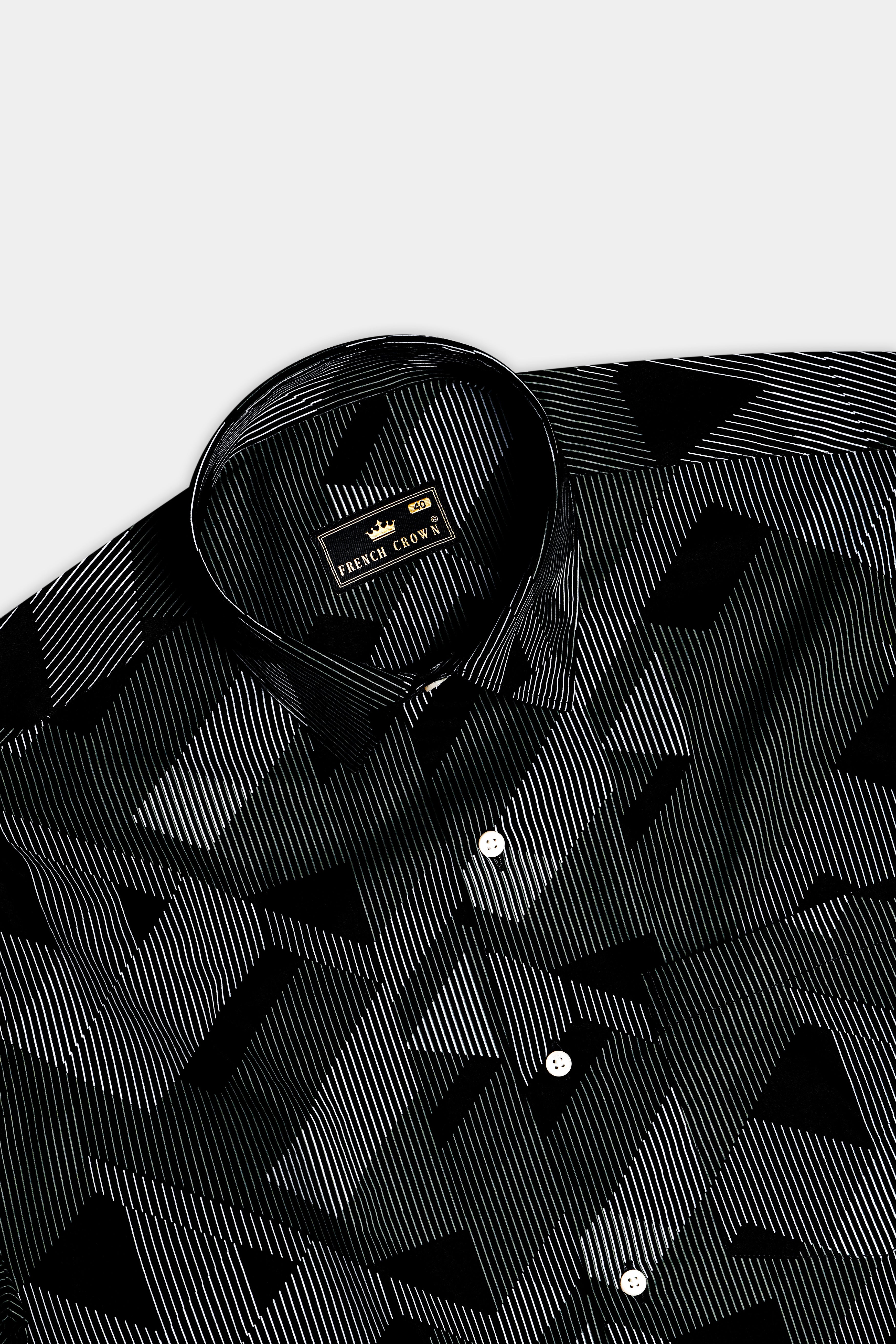 Midnight-Jade Black Printed Sheen Super Soft Premium Cotton Casual Shirt