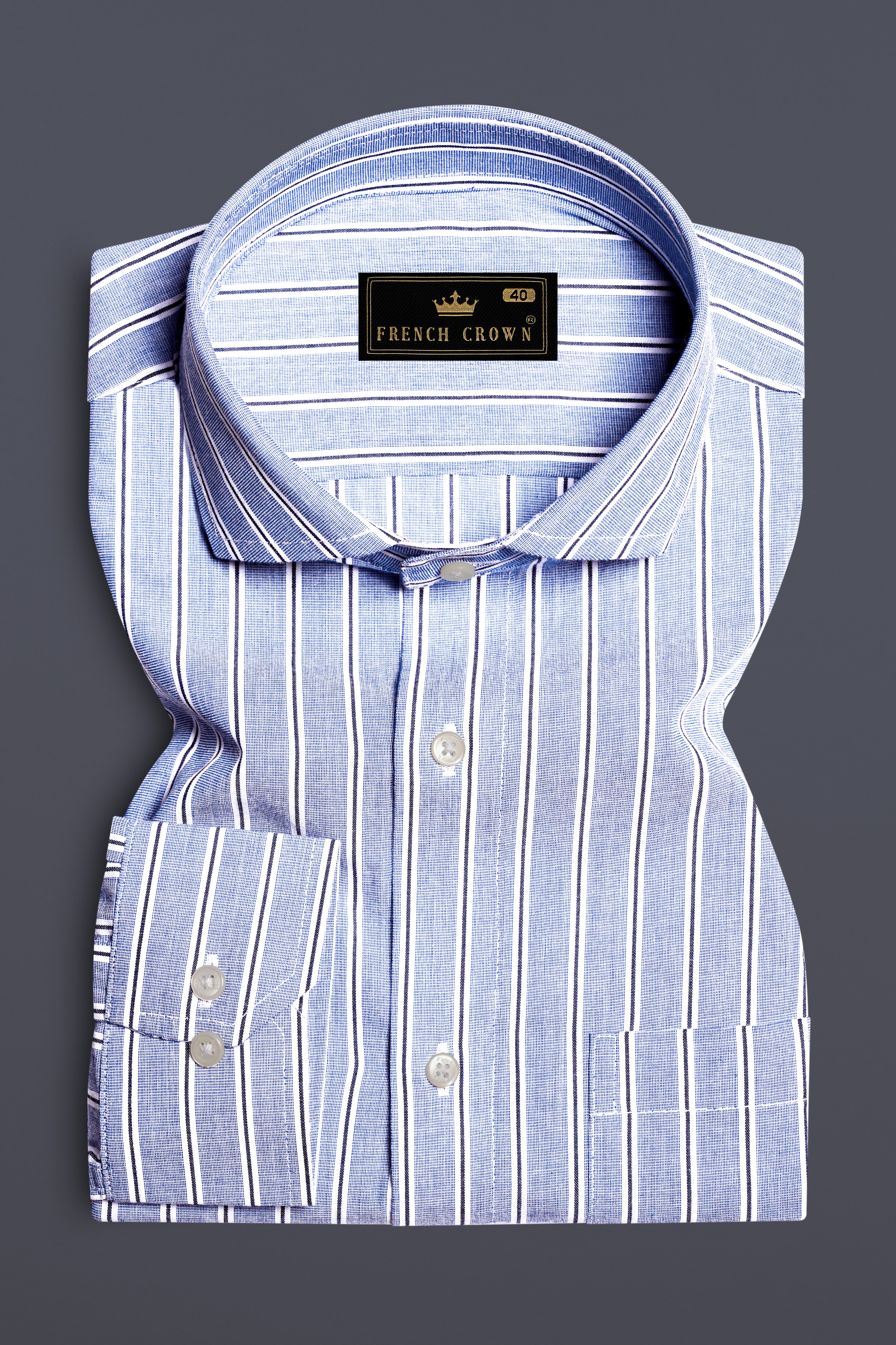 Blue Horizon-Carolina Hairline Striped Sheen Super Soft Premium Cotton Dress Shirt