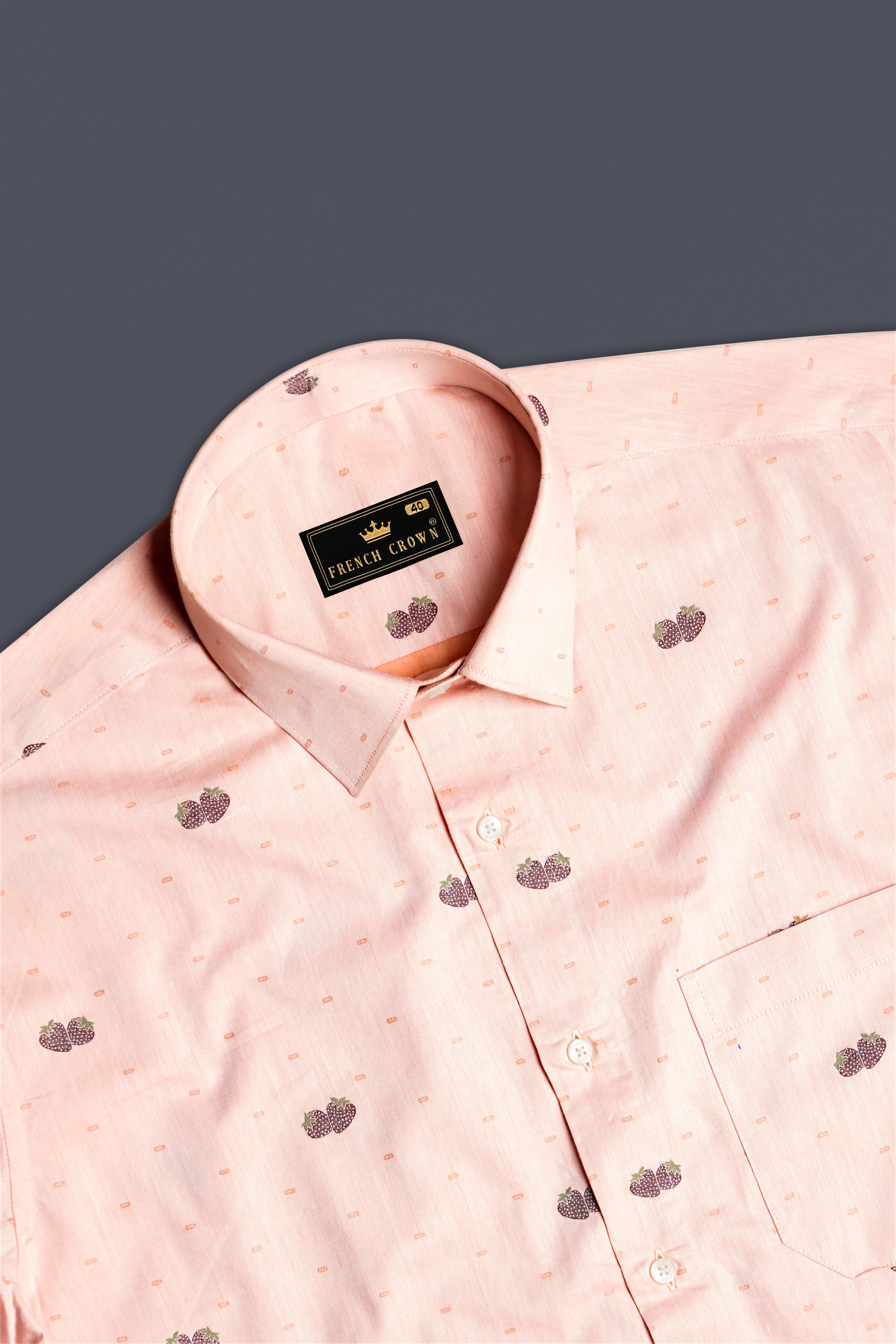 Tropical Harmony-Melon Peach strawberry Butta Jacquard Textured Premium Cotton Dress Shirt