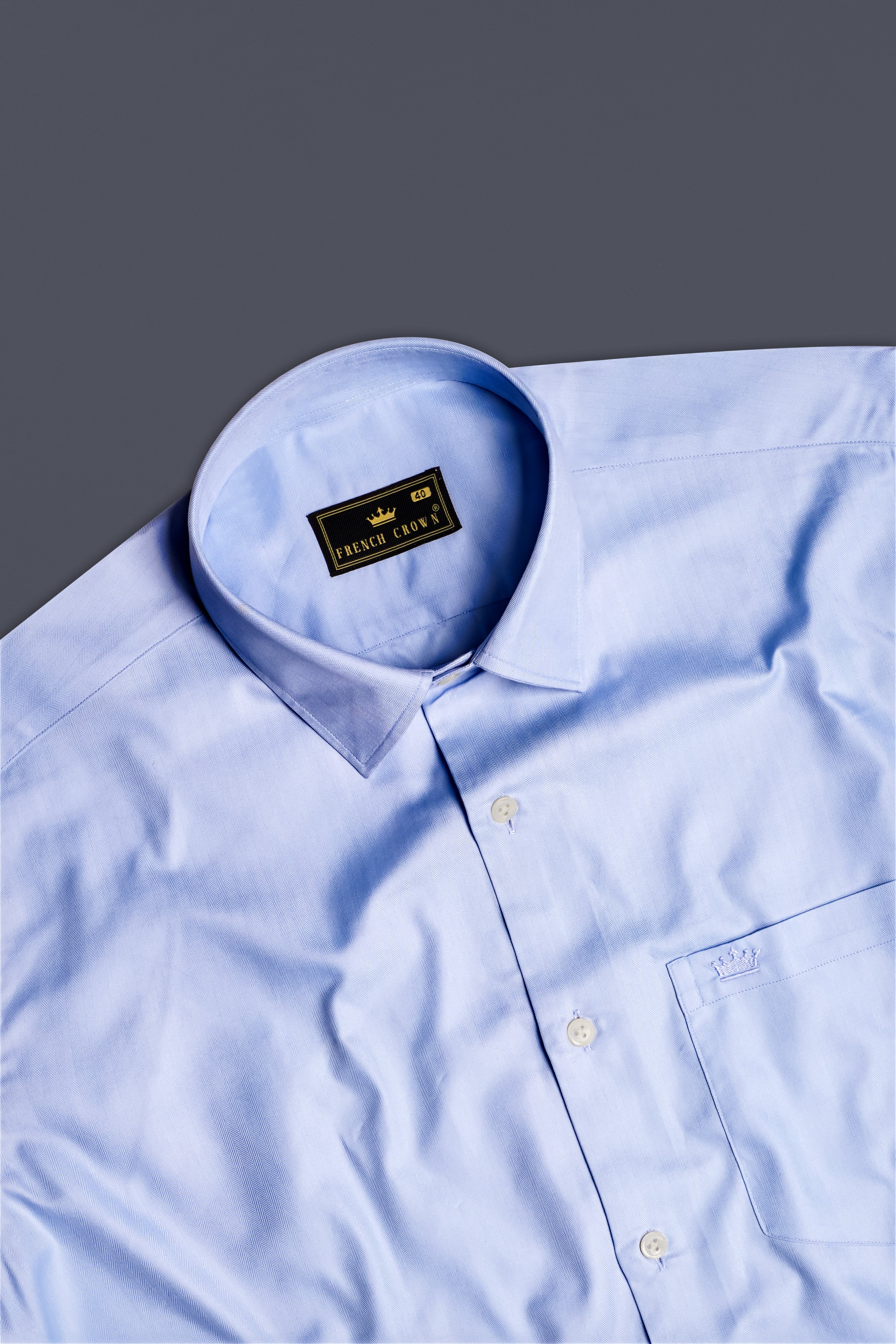 Chalkstone Blue-Pigeon Solid Herringbone Pattern Premium Cotton Shirt