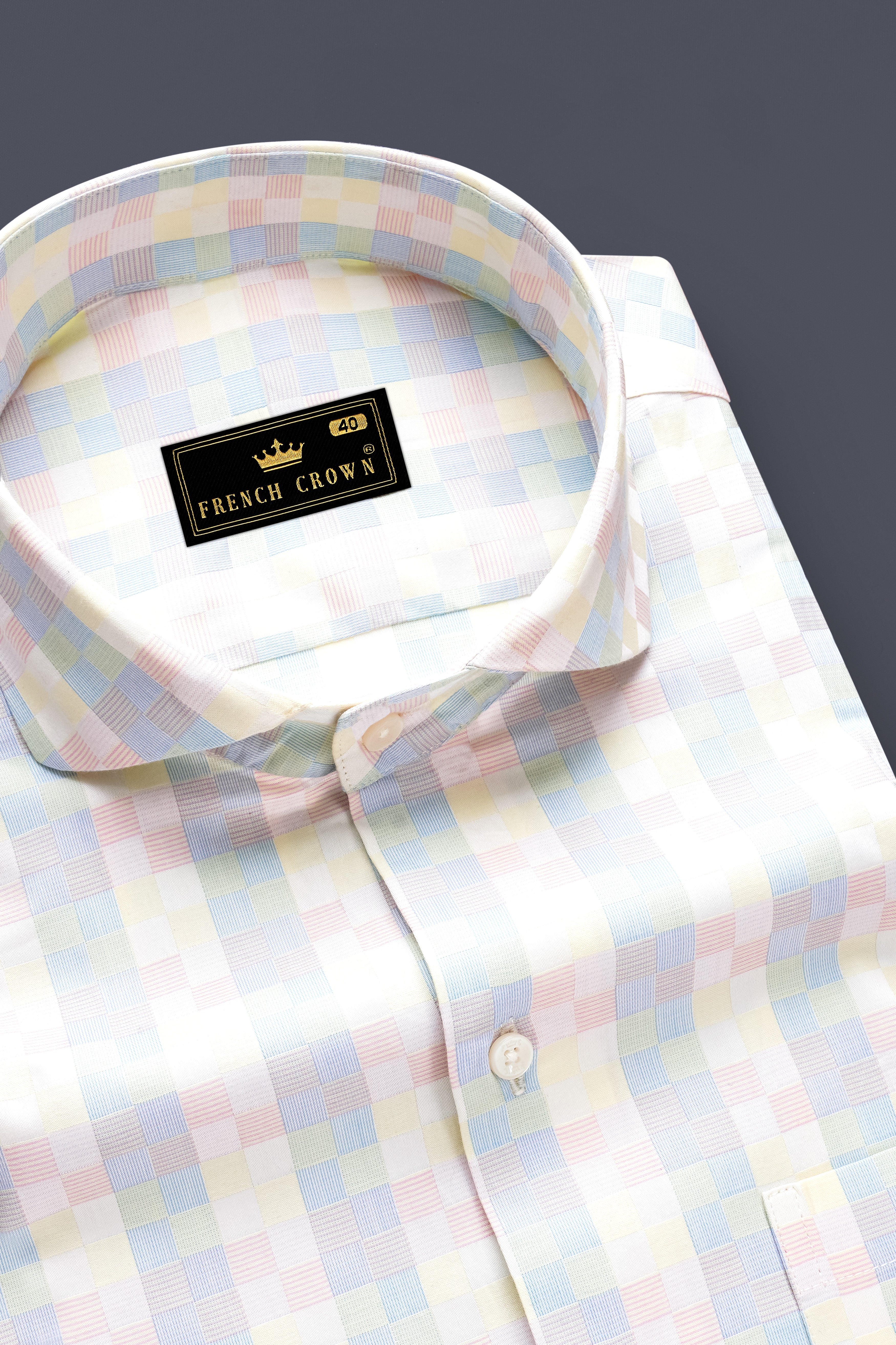 Twilight Pink And Cadet Blue Jacquard Textured Premium Cotton Dress Shirt