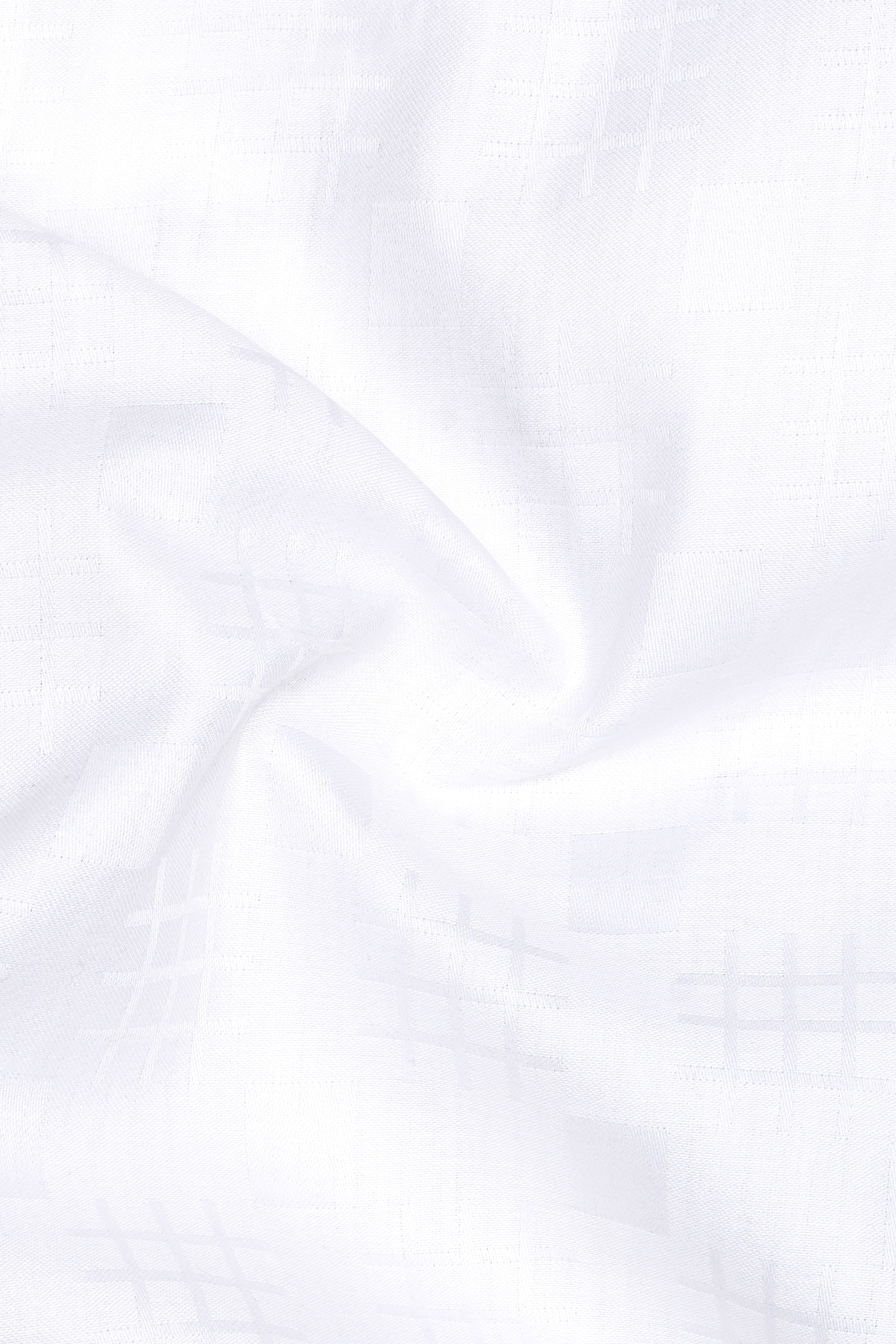 Snow Drift-Bright White Solid Jacquard Textured Premium Cotton Dress Shirt