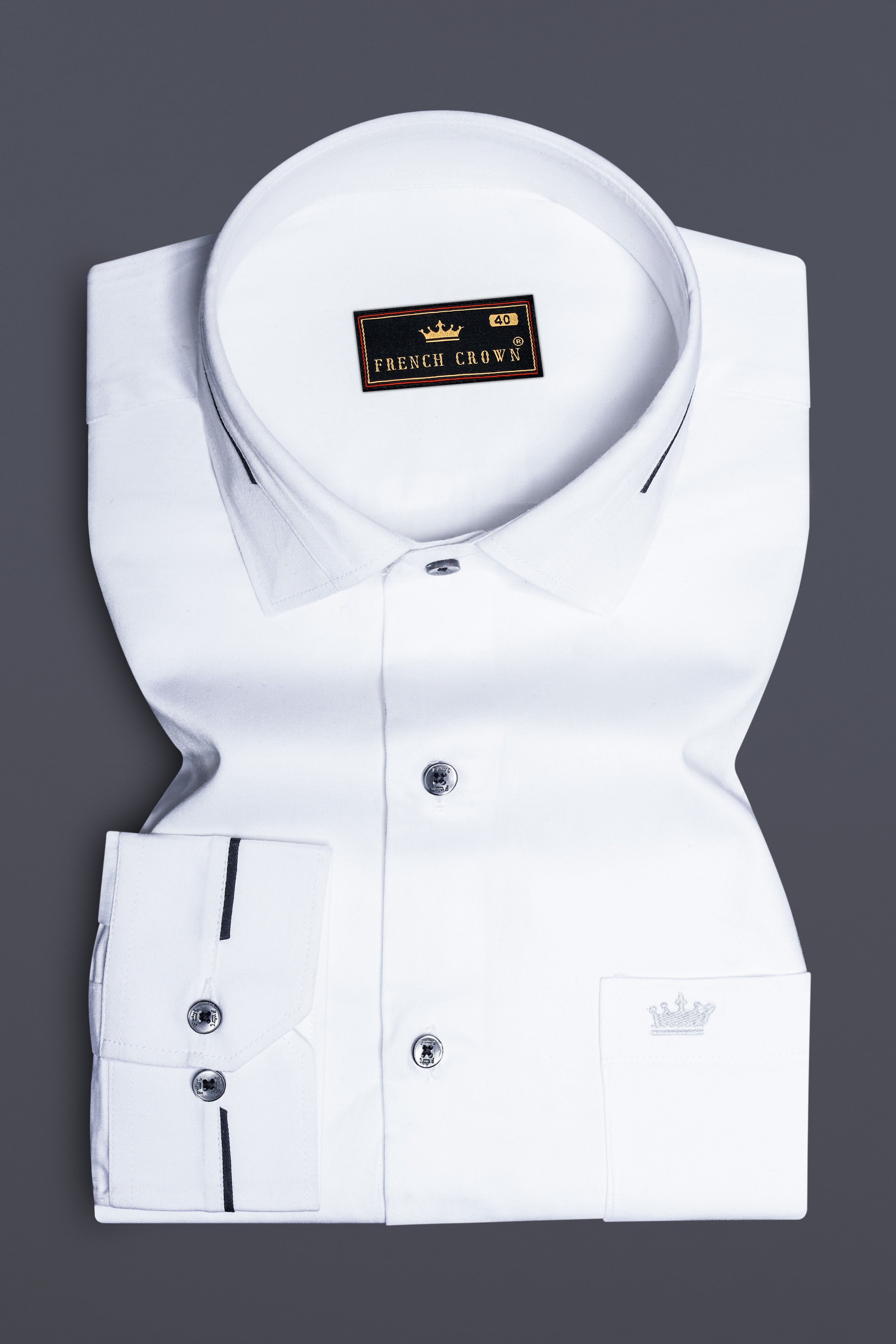 Bright White Subtle Sheen Collar-cuff Patterned Super soft Giza Cotton Shirt