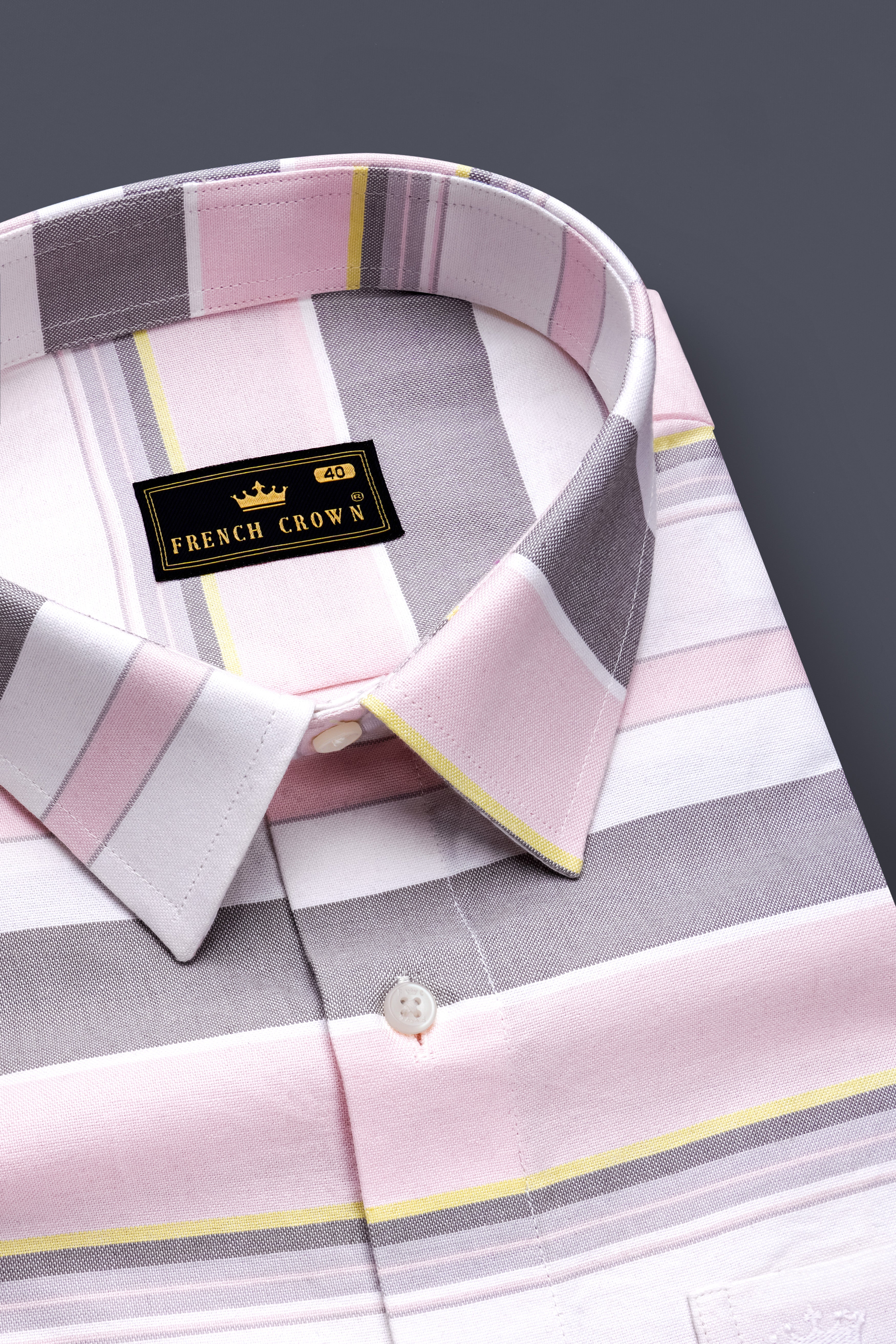 Orchid-Blossom Pink And Martini Purple Horizontal Striped Oxford Premium Cotton Casual Shirt