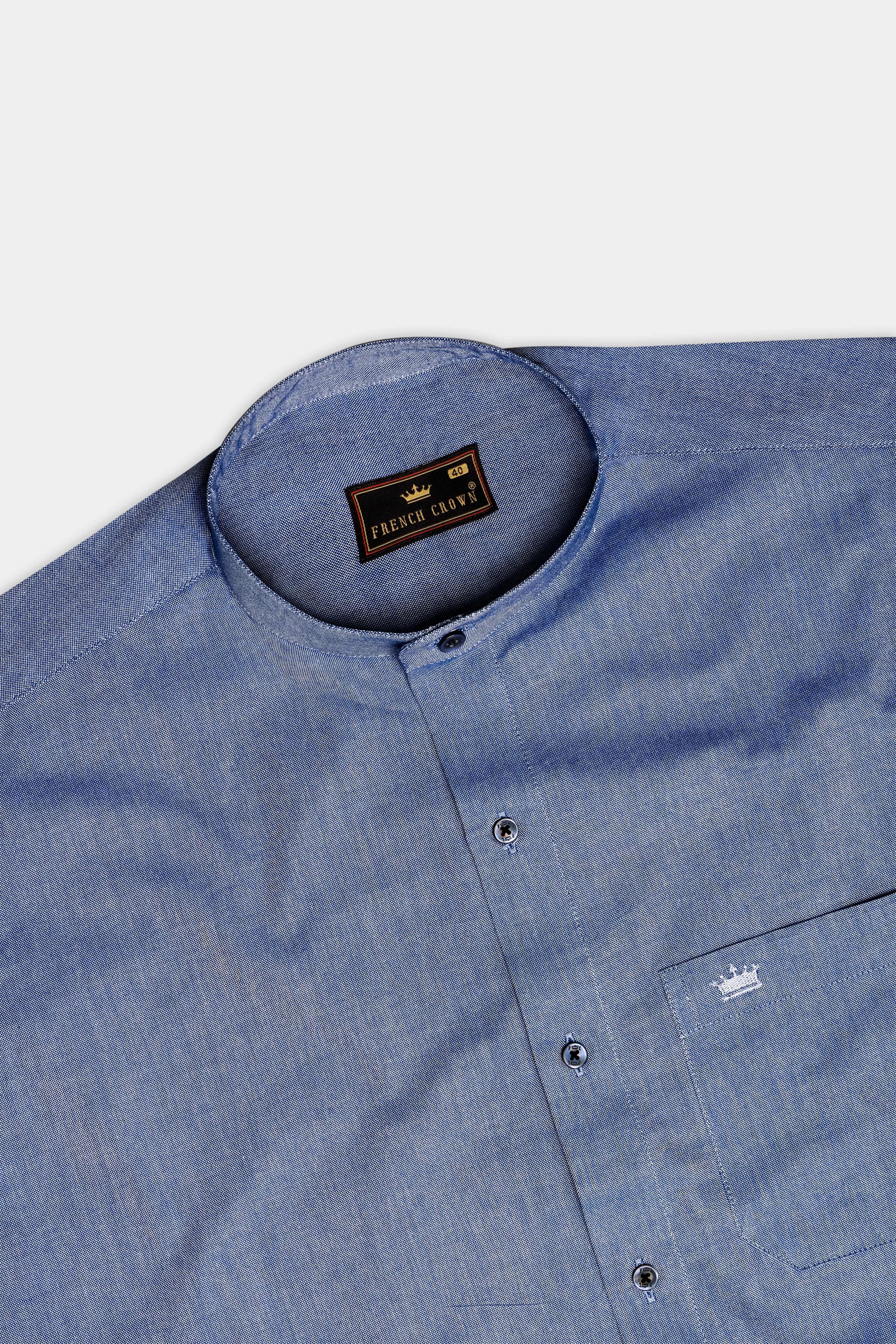 Ocean-Fiord Blue Solid Oxford Premium Cotton Casual Shirt