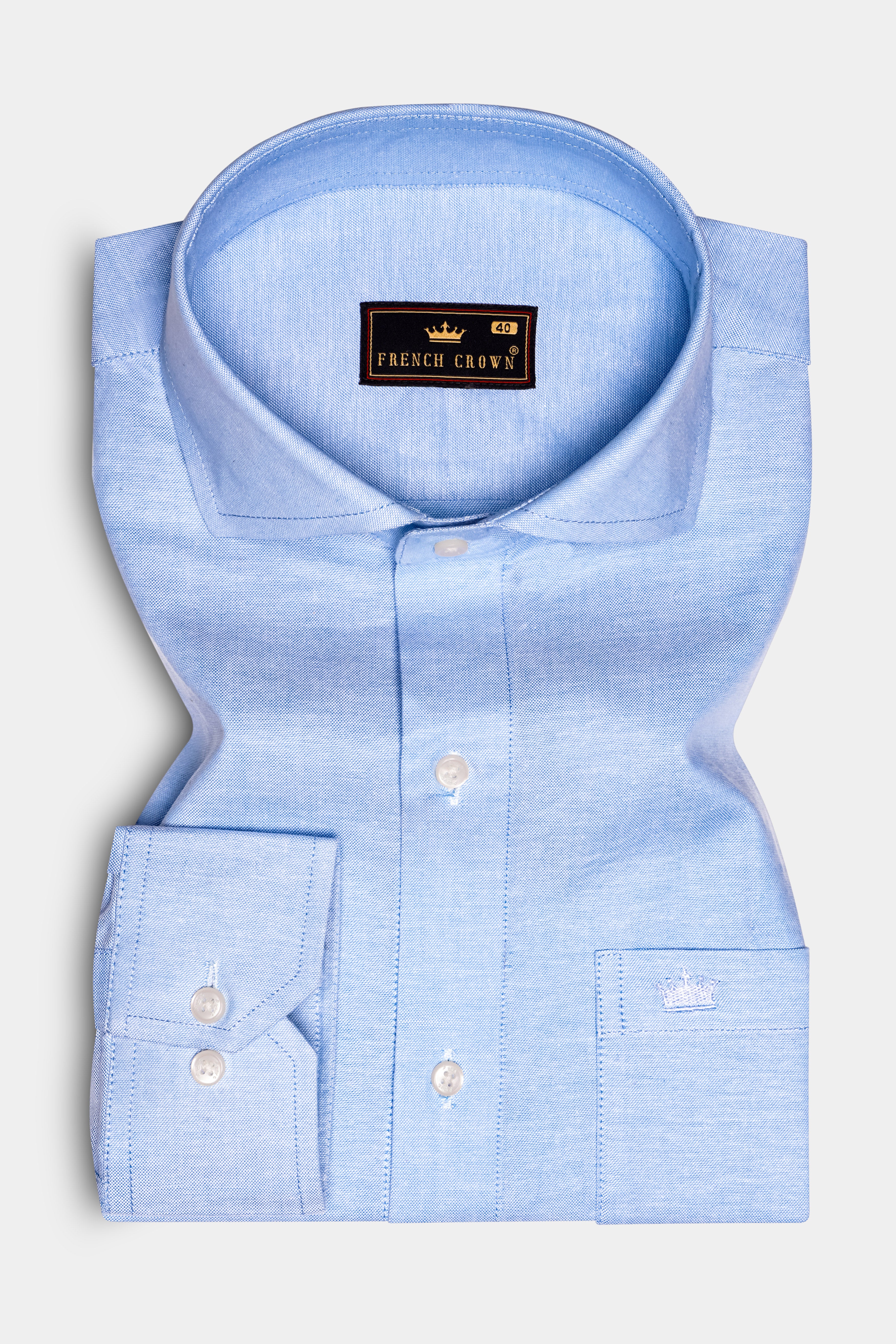 Horizon-Spindle Blue Solid Oxford Premium Cotton Dress Shirt