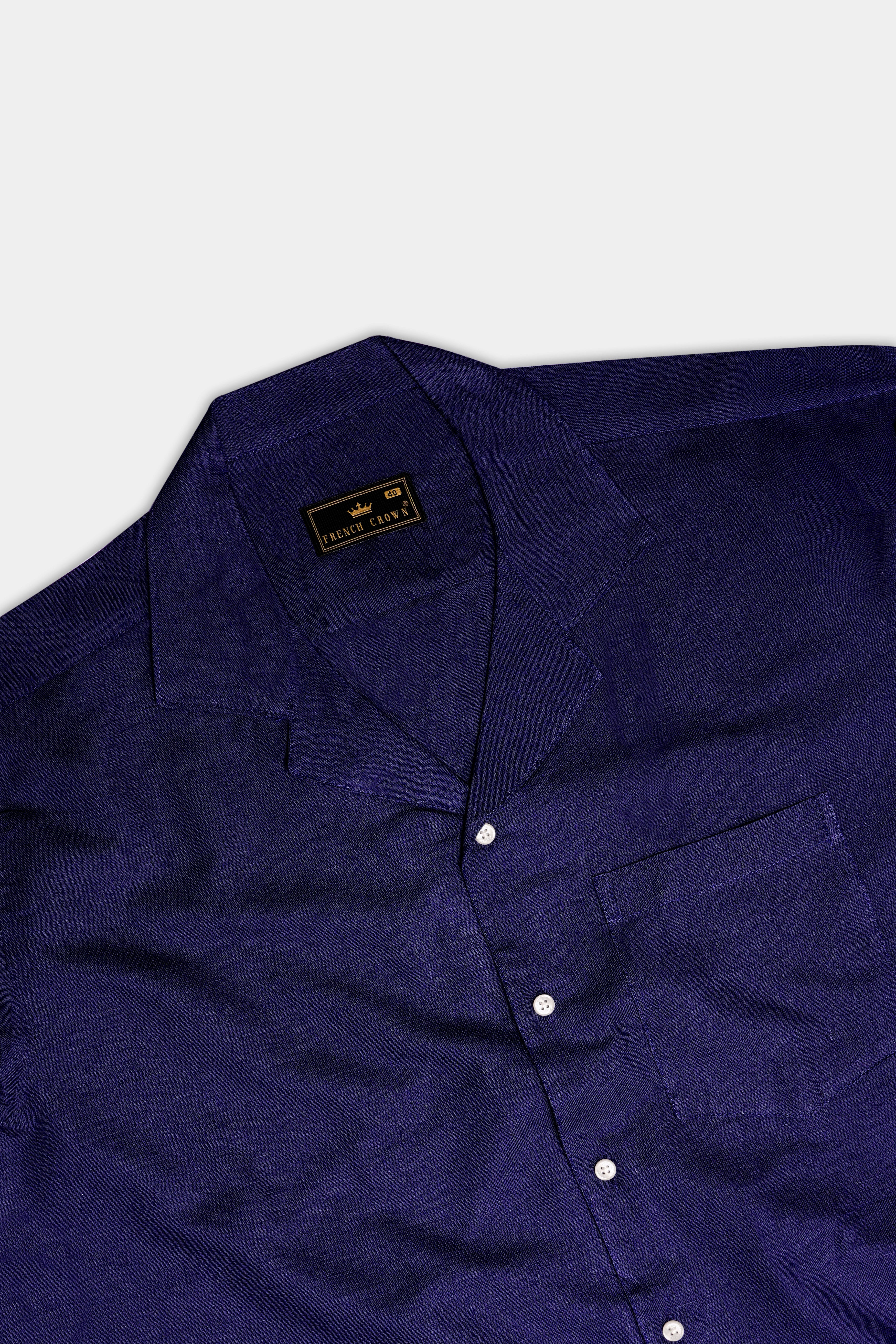 Midnight-Meteorite Blue Solid Premium Luxuries Linen Casual Shirt