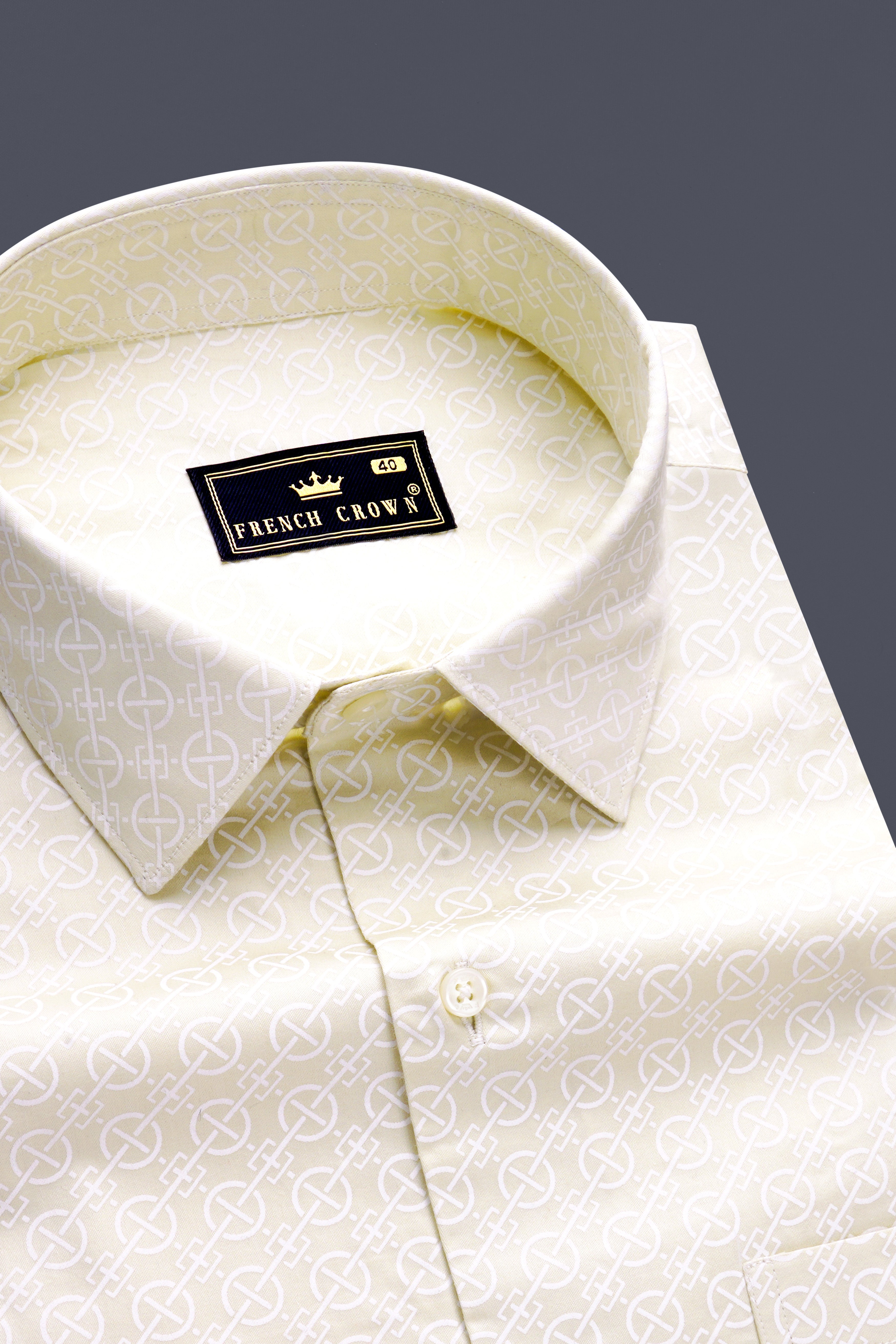 Vanilla Mist-Merino Cream Printed Subtle Sheen Super Soft Premium Cotton Dress Shirt